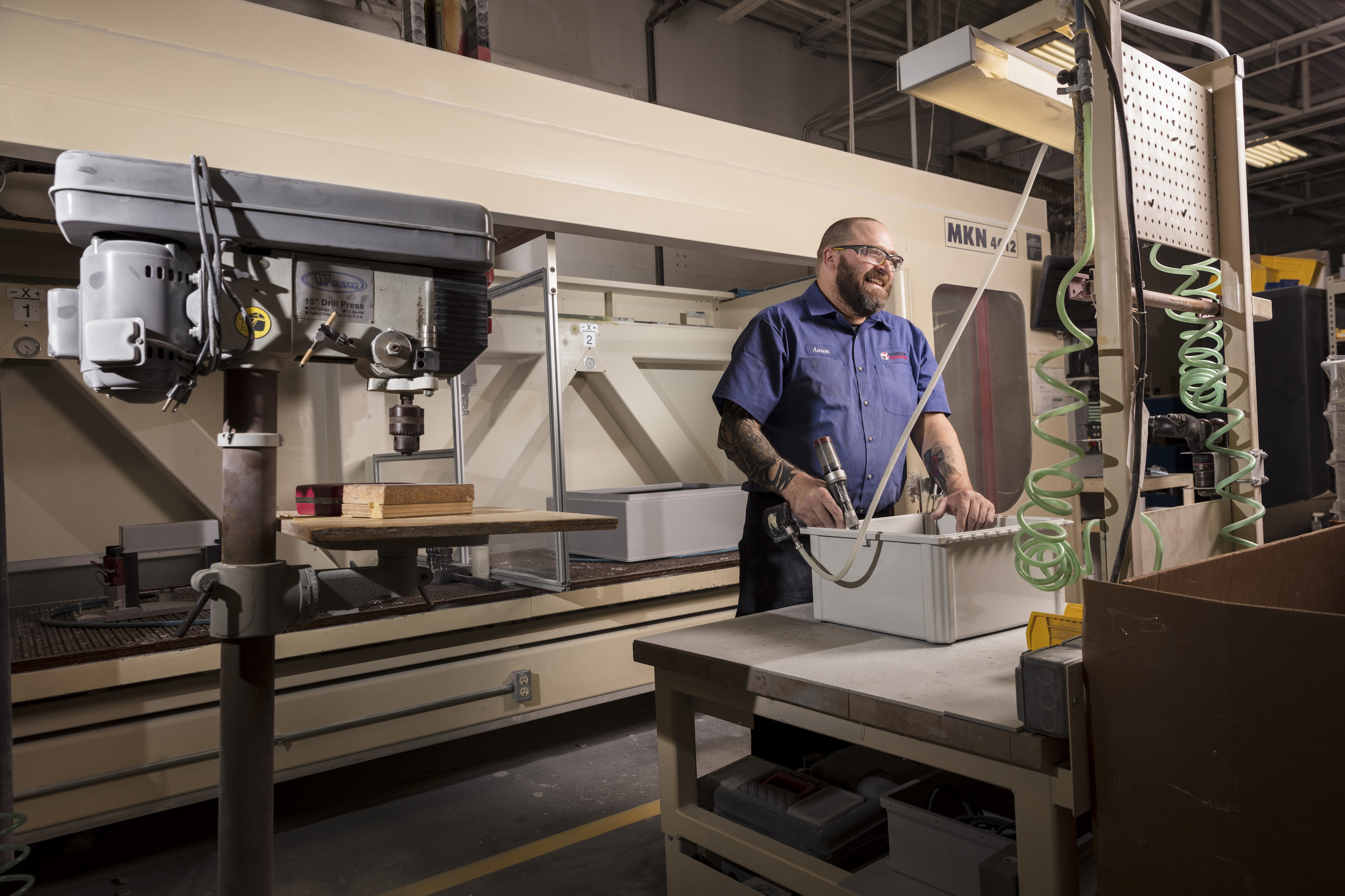 Stahlin employee working on enclosure