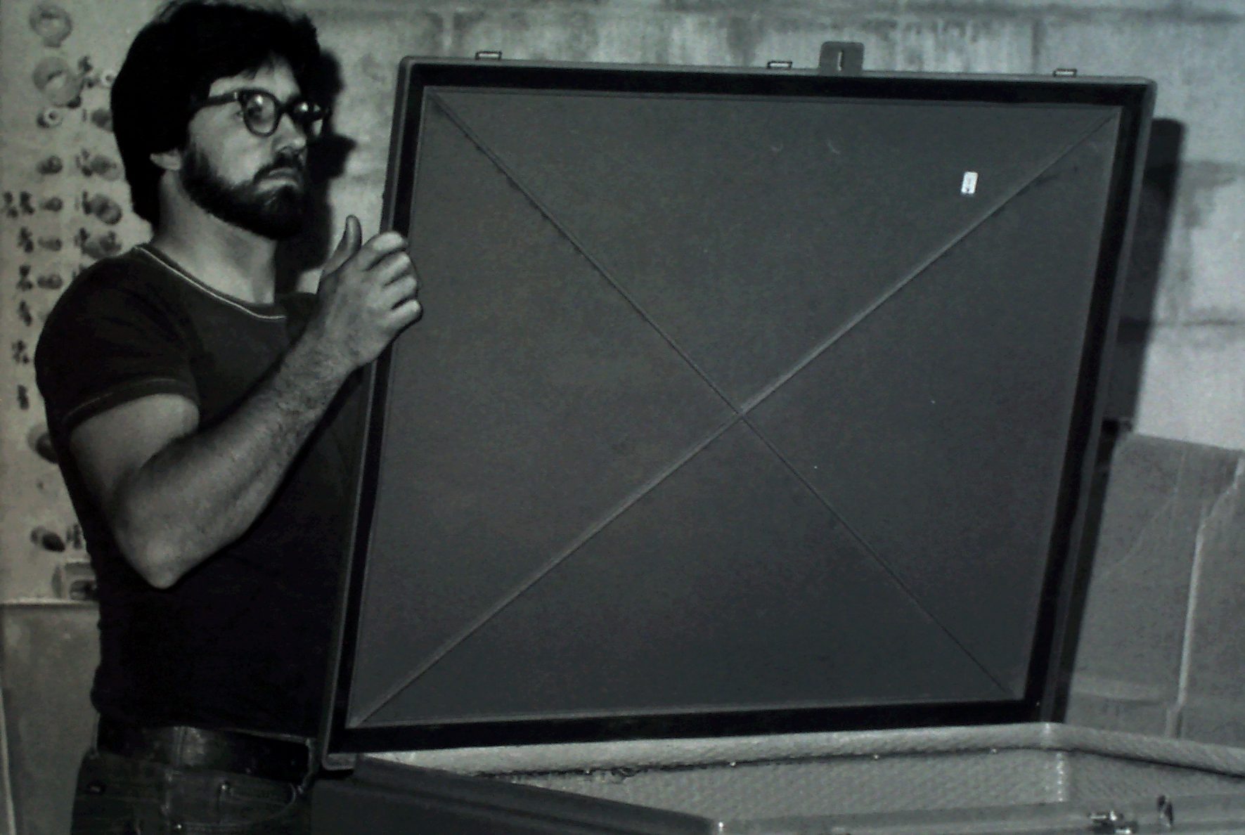 historical photo of a man with Stahlin enclosure