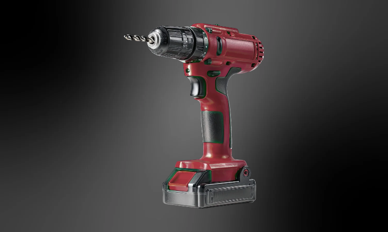 Black gradient background with drill in the center of the image