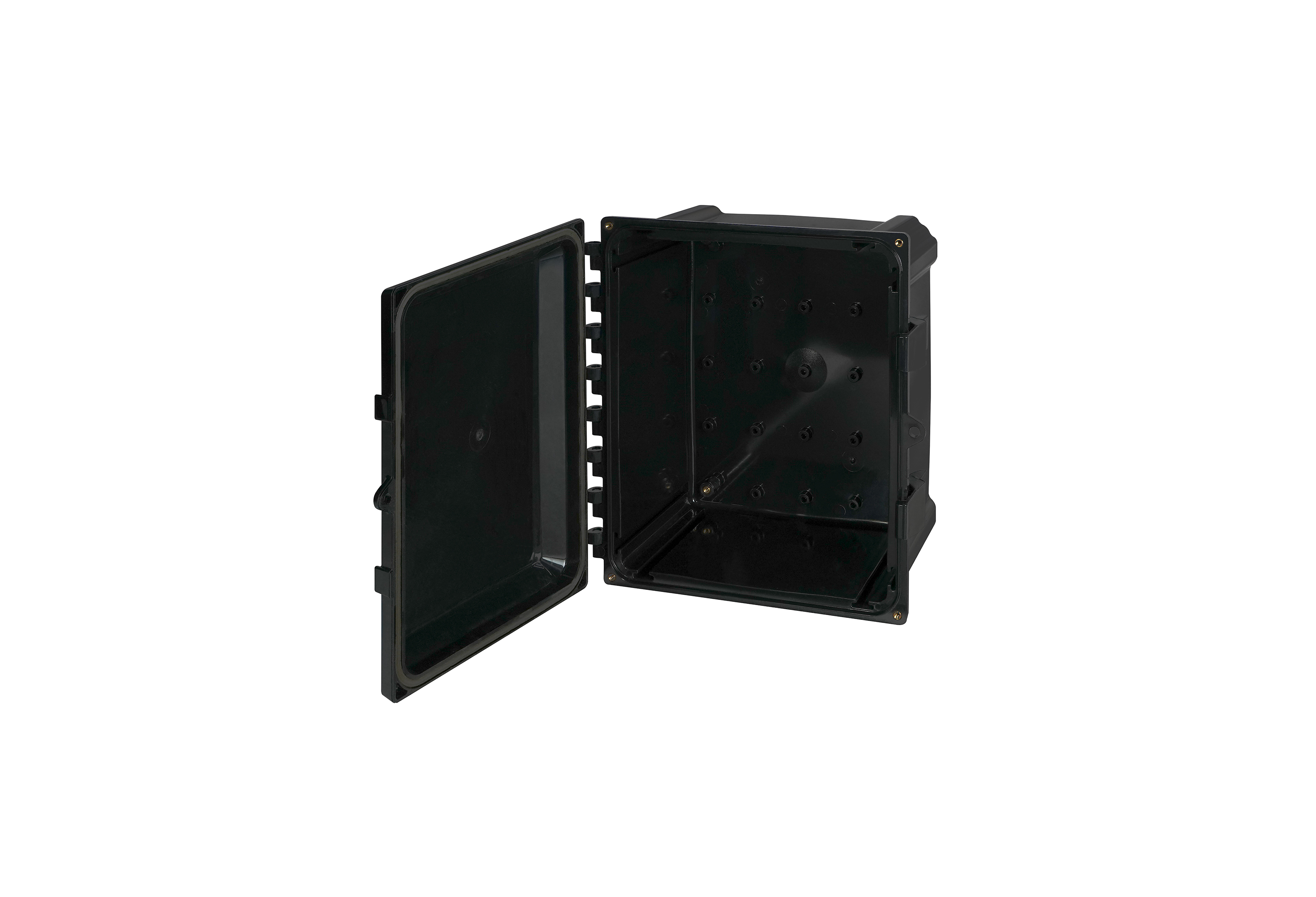 Polycarbonate Enclosure  12 x 10 x 6 Inches, Black, with Hinged Opaque Cover and Non-Metallic Latches by Stahlin
