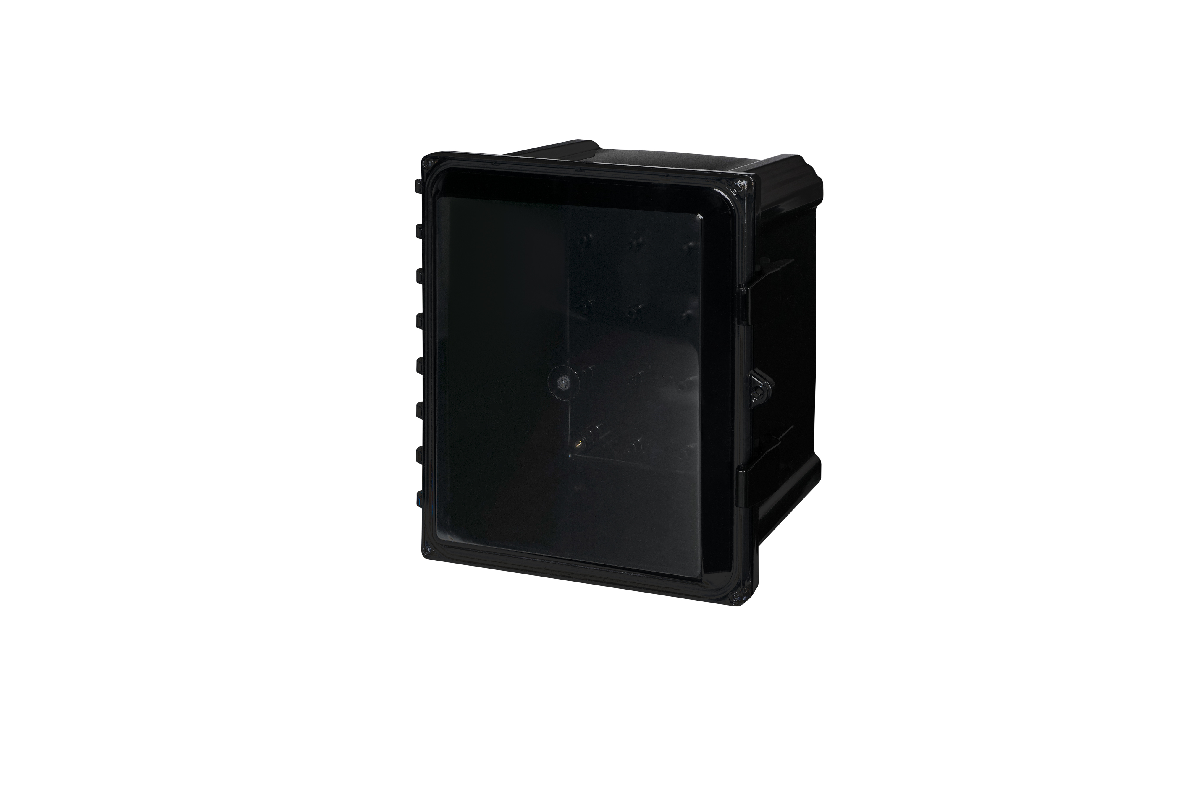 Polycarbonate Enclosure  12 x 10 x 6 Inches, Black, with Hinged Clear Cover and Non-Metallic Latches by Stahlin