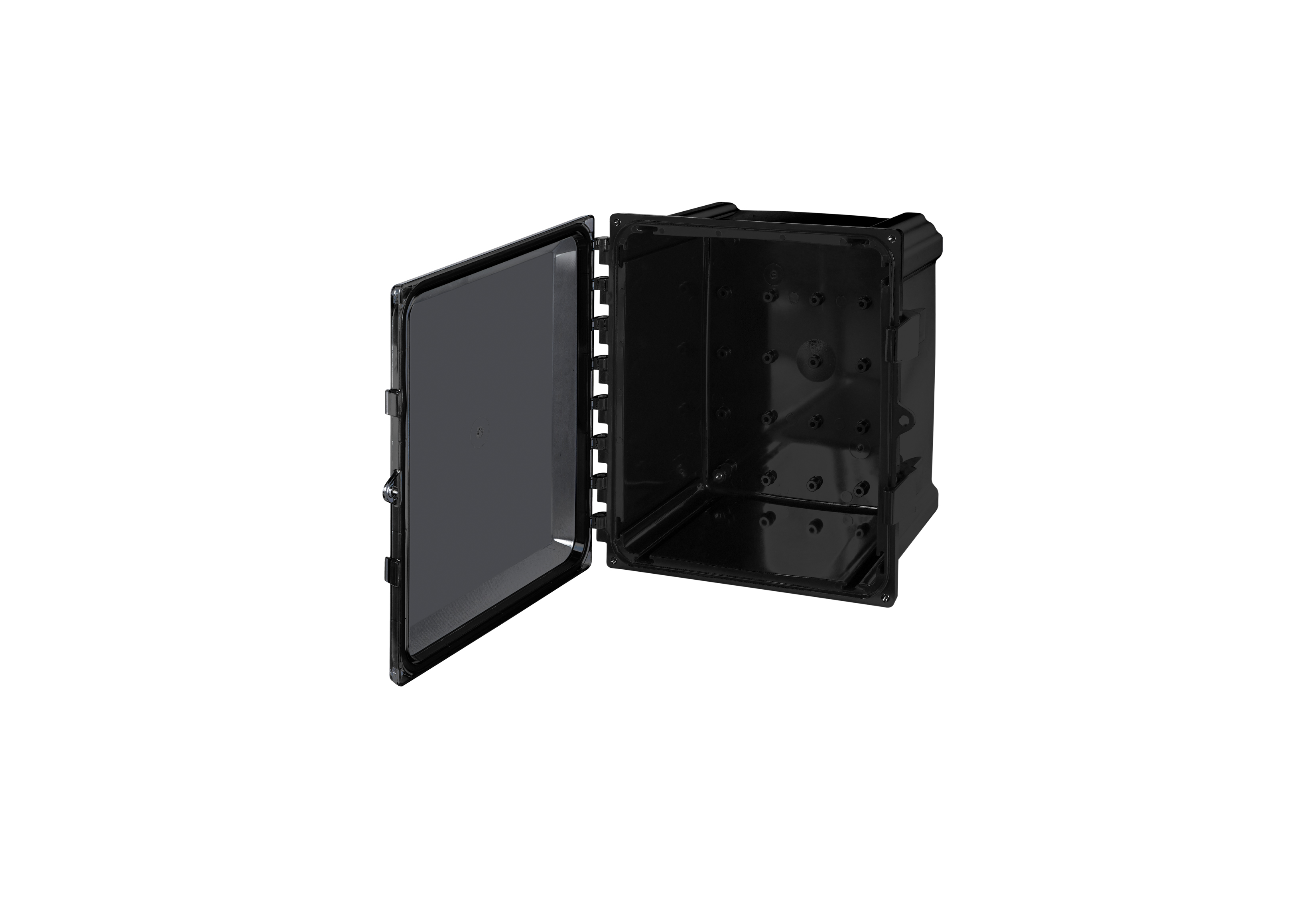 Polycarbonate Enclosure  12 x 10 x 6 Inches, Black, with Hinged Clear Cover and Non-Metallic Latches by Stahlin