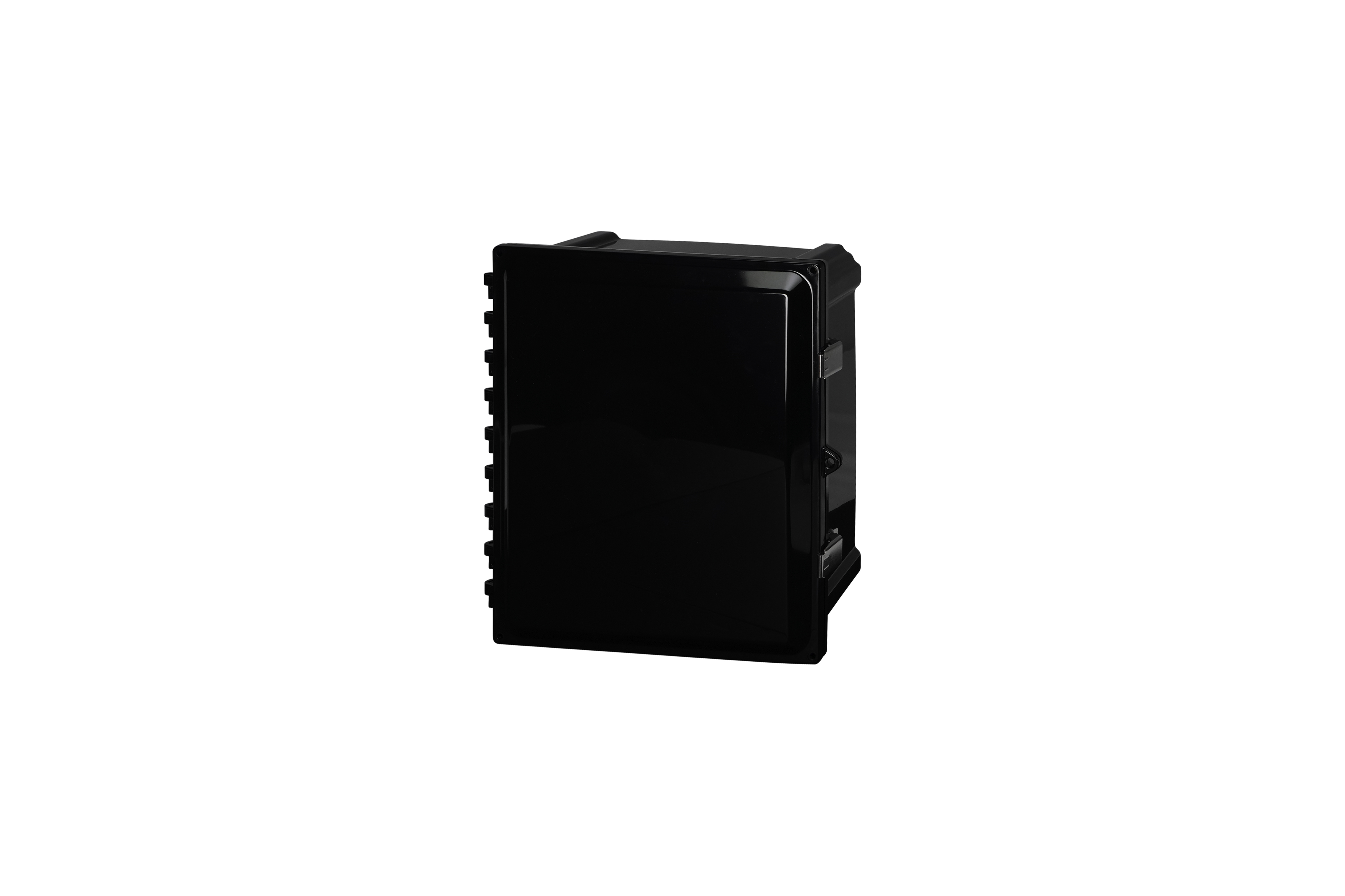 BK-PC1412SS-QFL-Closed.jpg Polycarbonate Enclosure 12 x 10 x 6 Inches, Black, with Hinged Opaque Cover and Stainless Steel Latches by Stahlin