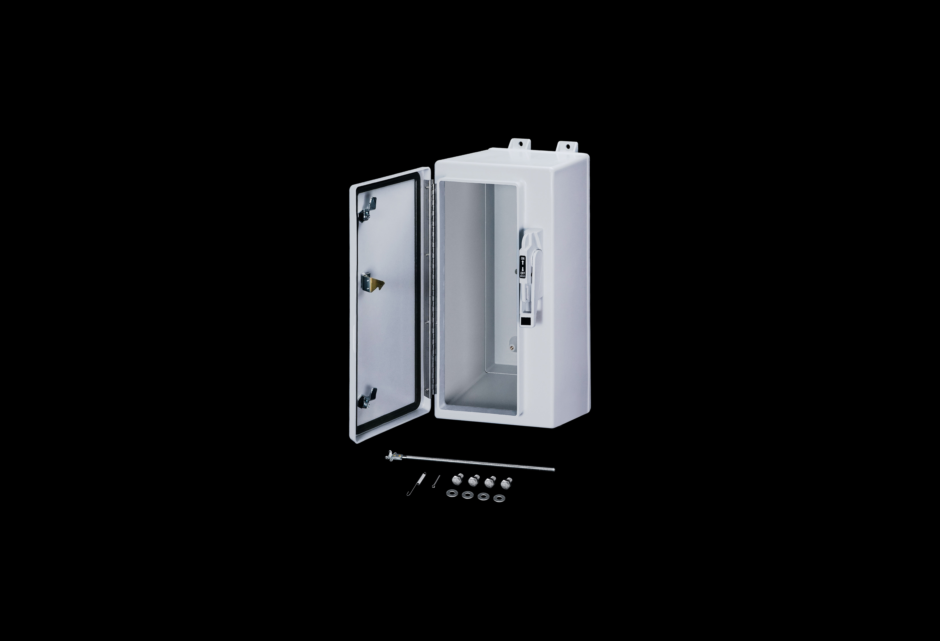C2412-QFL-Open.jpg Fiberglass Control Disconnect Series Enclosure 20 x 16 x 8 Inches with Opaque Cover by Stahlin