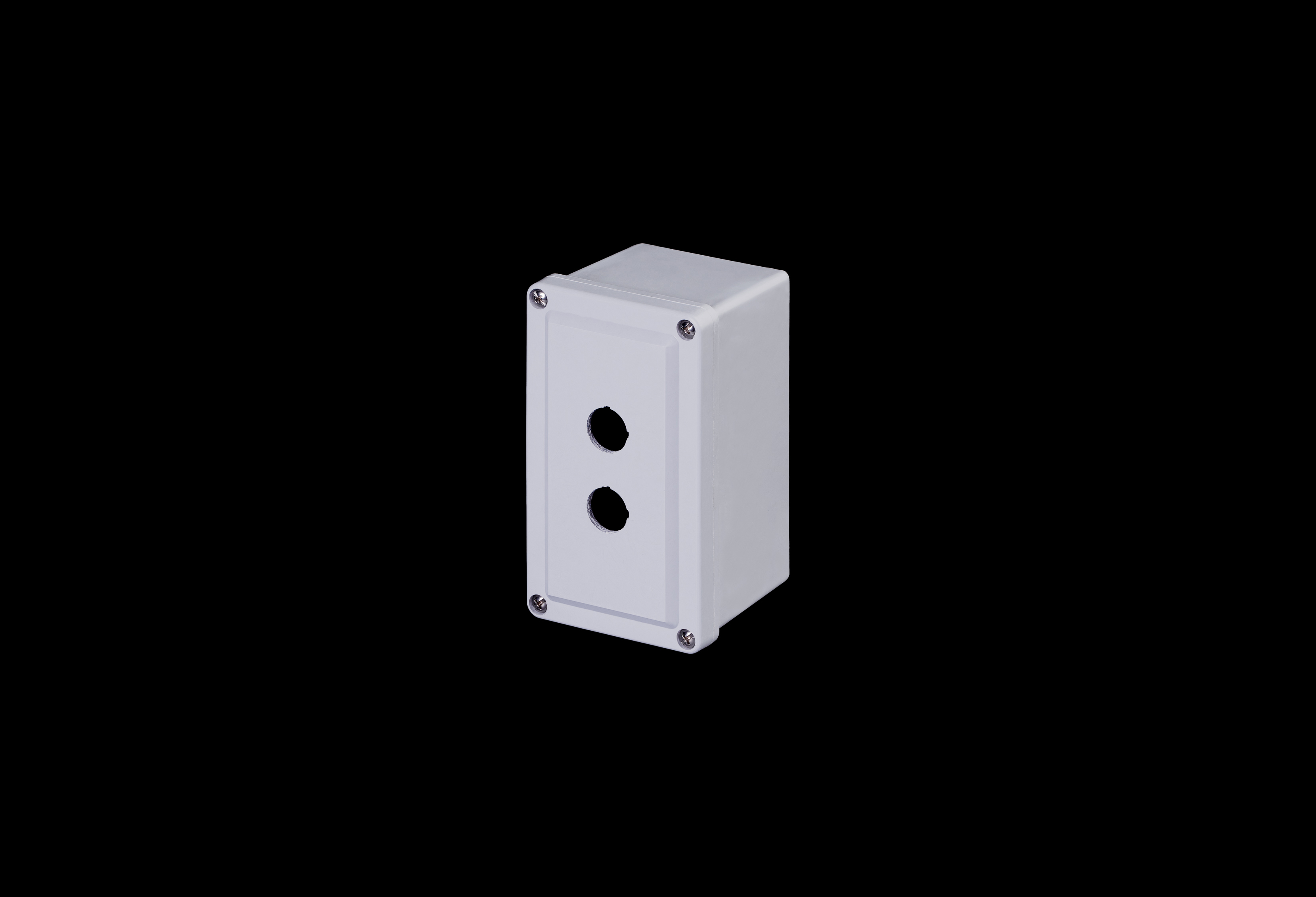 CF2PB22-QFL-Closed.jpg Fiberglass Enclosure 6 x 4 x 4 Inches Push Button Series 2 Hole 30 mm Opaque Lift Off Cover by Stahlin
