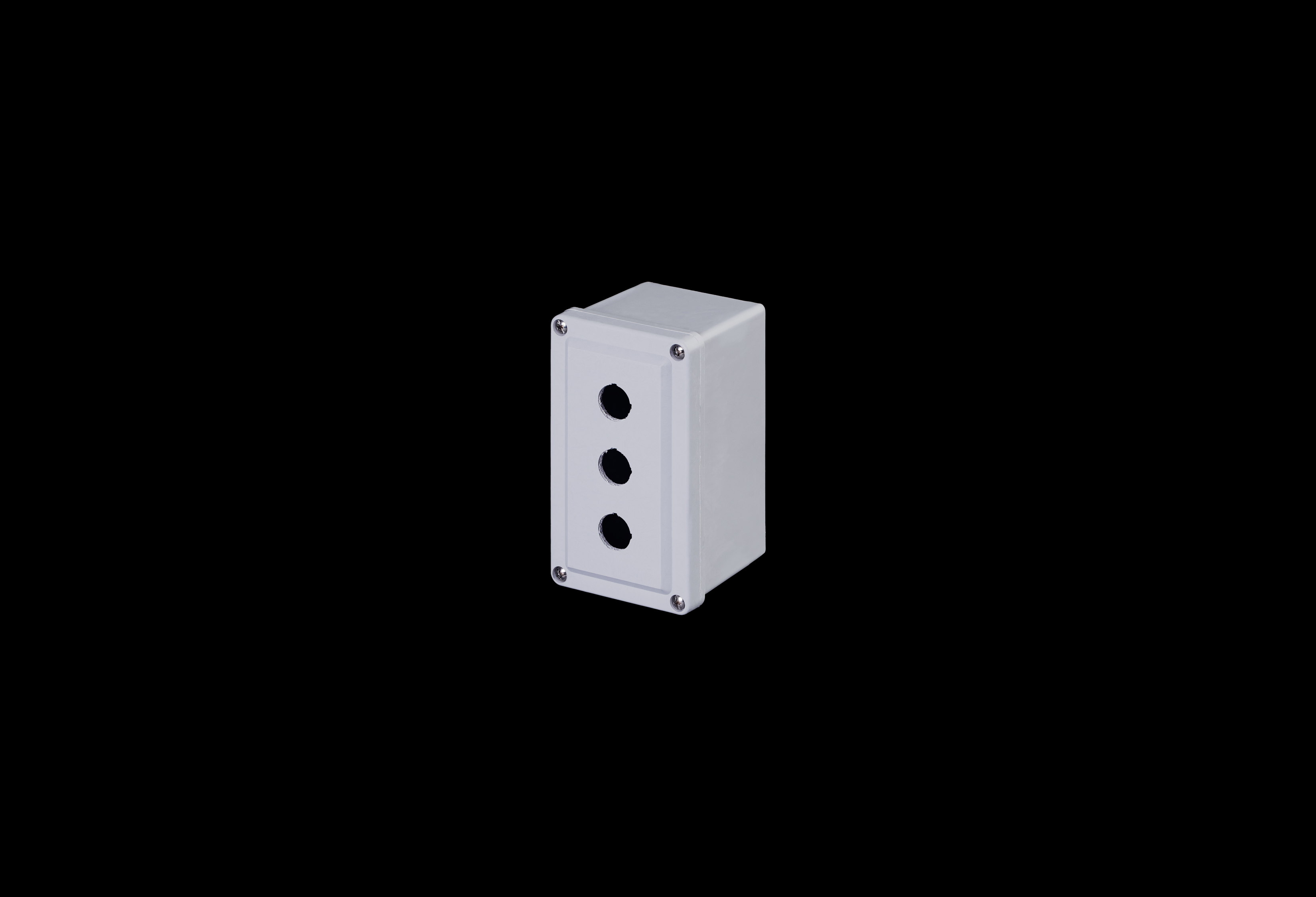 CF3PB22-QFL-Closed.jpg Fiberglass Enclosure 8 x 4 x 4 Inches Push Button Series 3 Hole 30 mm Opaque Lift Off Cover by Stahlin