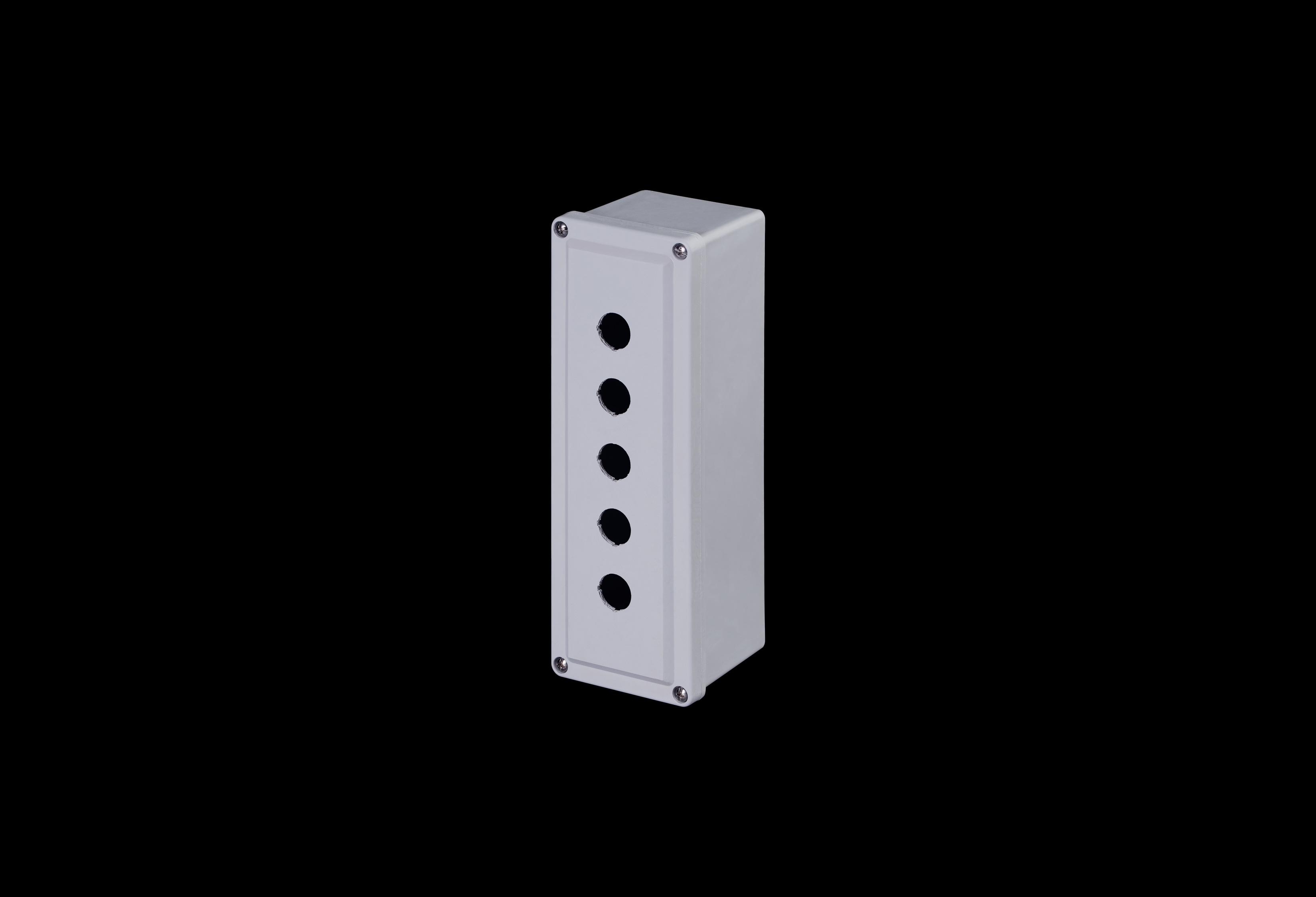 CF5PB22-QFL-Closed.jpg Fiberglass Enclosure 14 x 3 x 2 Inches Push Button Series 5 Hole 30 mm Opaque Lift Off Cover by Stahlin