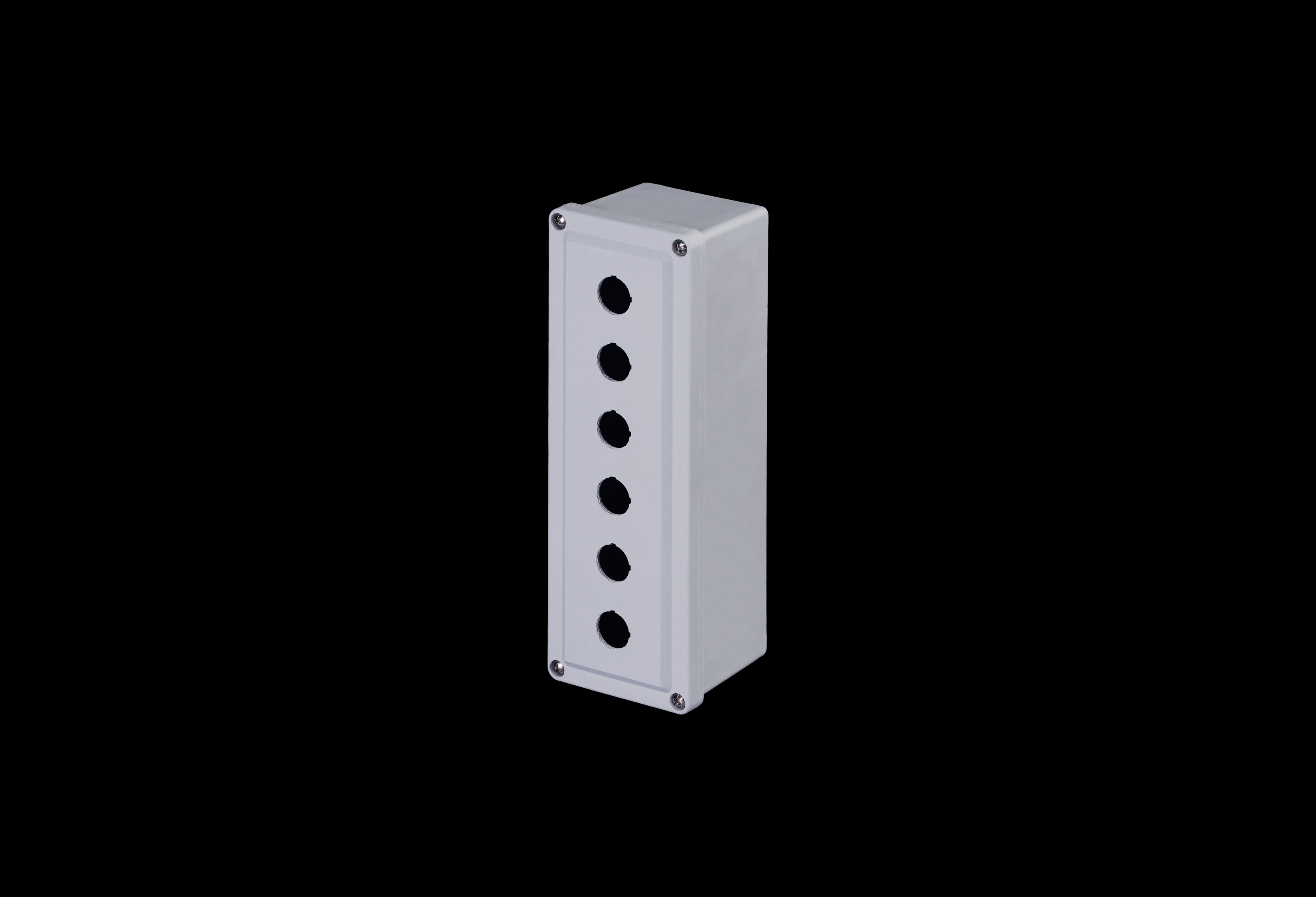 CF6PB22-QFL-Closed.jpg Fiberglass Enclosure 11 x 3 x 2 Inches Push Button Series 6 Hole 22 mm Opaque Lift Off Cover by Stahlin