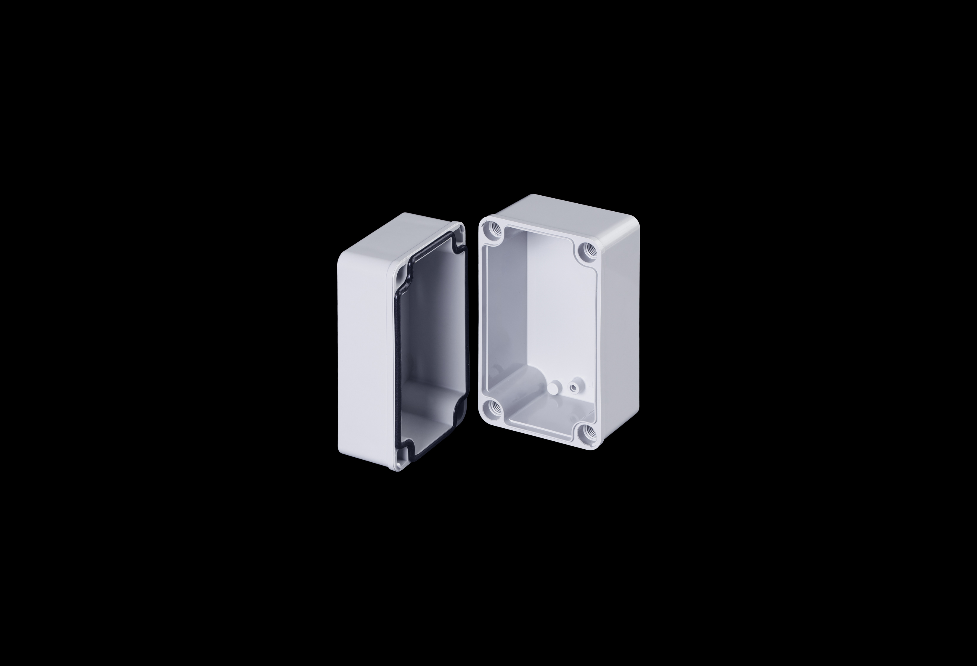 CFPC2PB22-QFL-Open.jpg Polycarbonate Enclosure 5 x 3 x 3 Inches Push Button Series 2 Hole 30 mm with Opaque Lift Off Cover by Stahlin