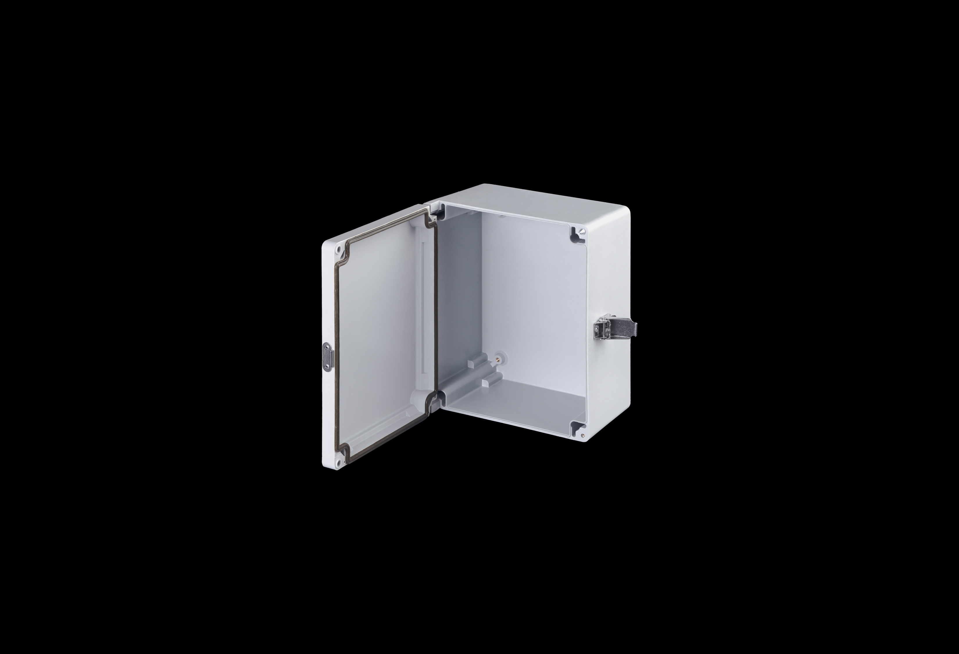 CL1109HPL-QFL-Open.jpg Fiberglass Enclosure 11 x 9 x 6 Inches Classic Series with Hinged,Padlockable Latch Opaque Cover by Stahlin