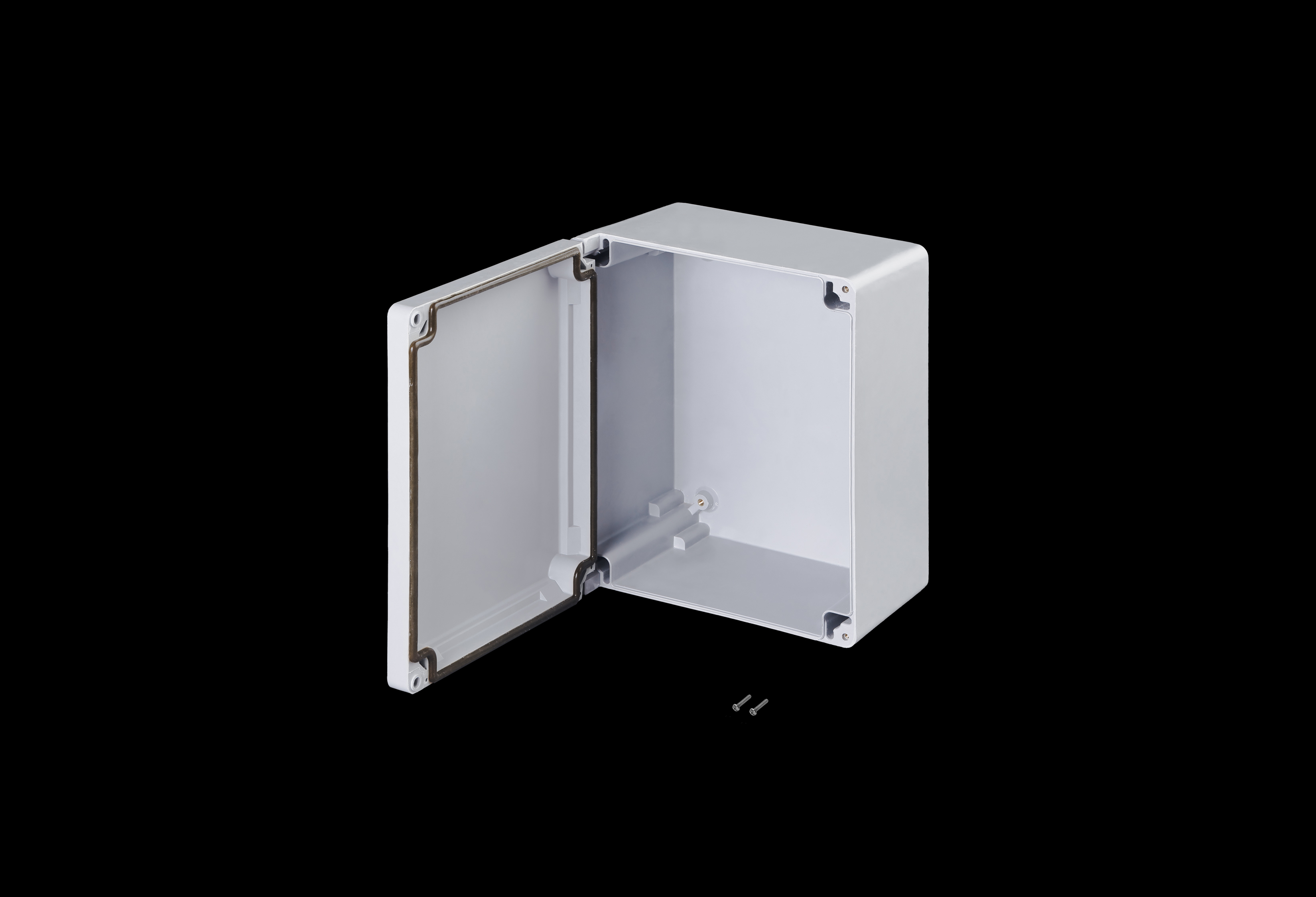 CL1109HW-QFL-Open.jpg Fiberglass Enclosure 11 x 9 x 6 Inches Classic Series with Hinged, Screw Down Opaque Cover by Stahlin