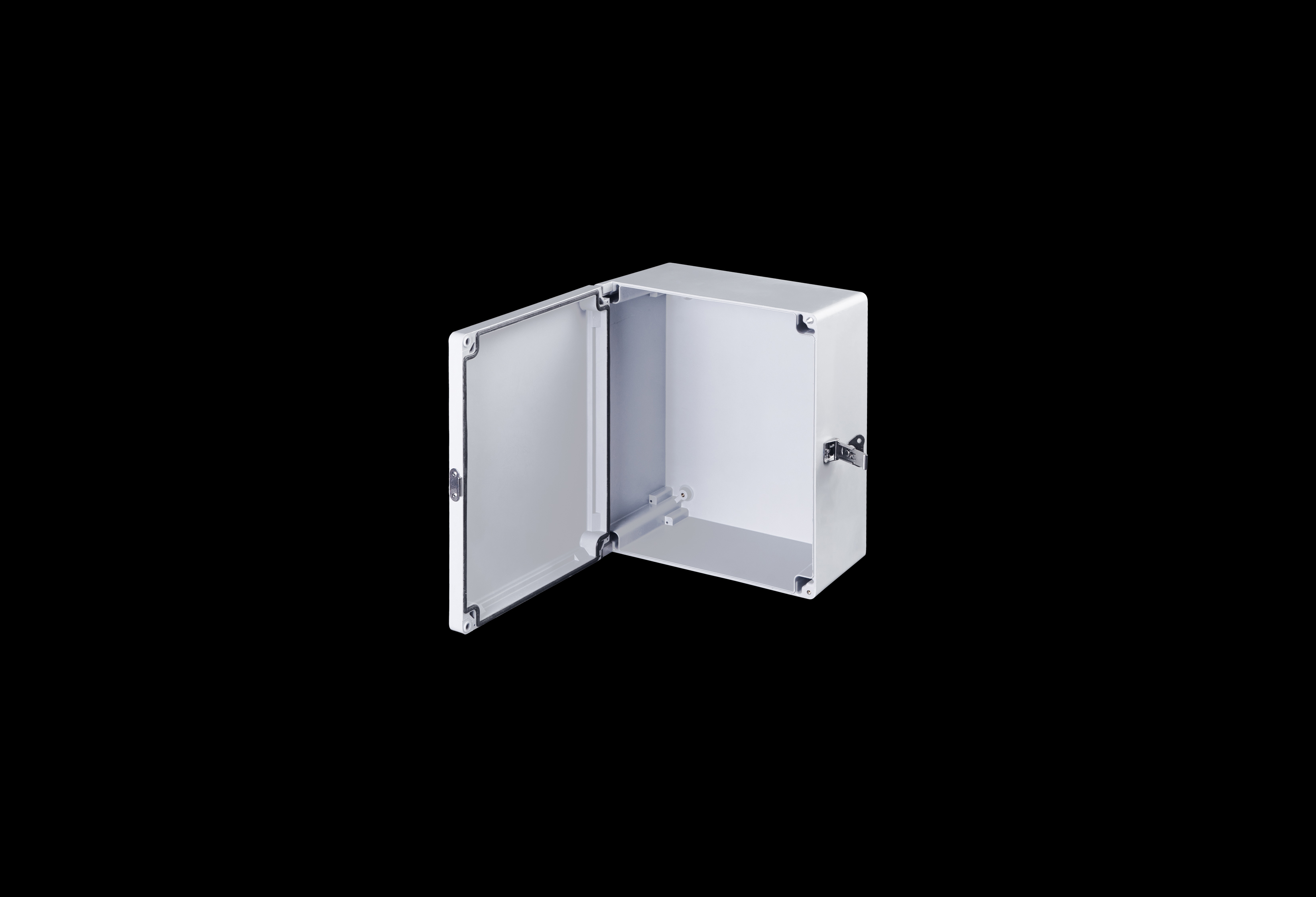 CL1311HLL-QFL-Open.jpg Fiberglass Enclosure 13 x 11 x 6 Inches Classic Series with Hinged, Twist Latch Opaque Cover by Stahlin