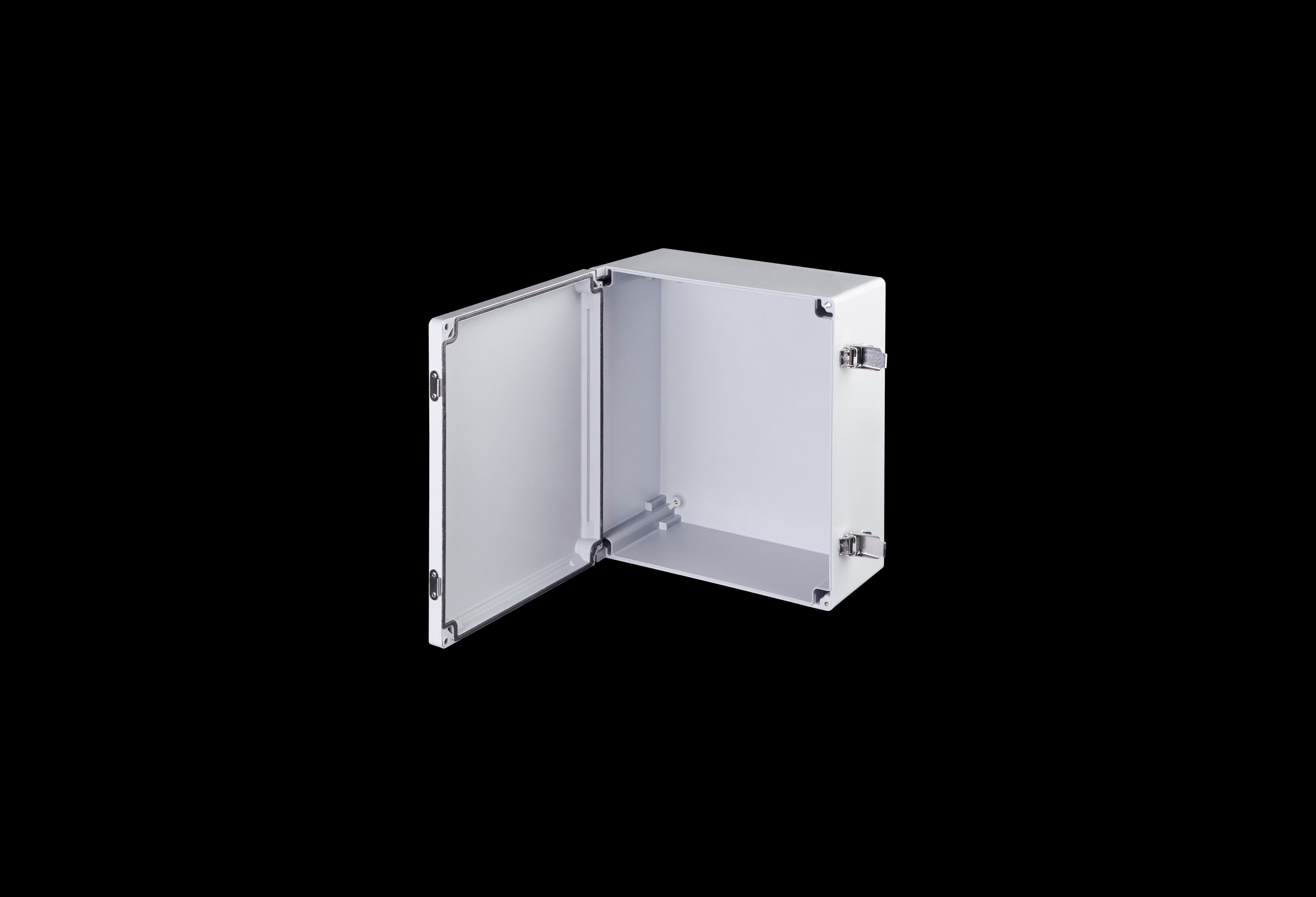CL1513HPL-QFL-Open.jpg Fiberglass Enclosure 15 x 13 x 7 Inches Classic Series with Hinged, Padlockable Latch Opaque Cover by Stahlin