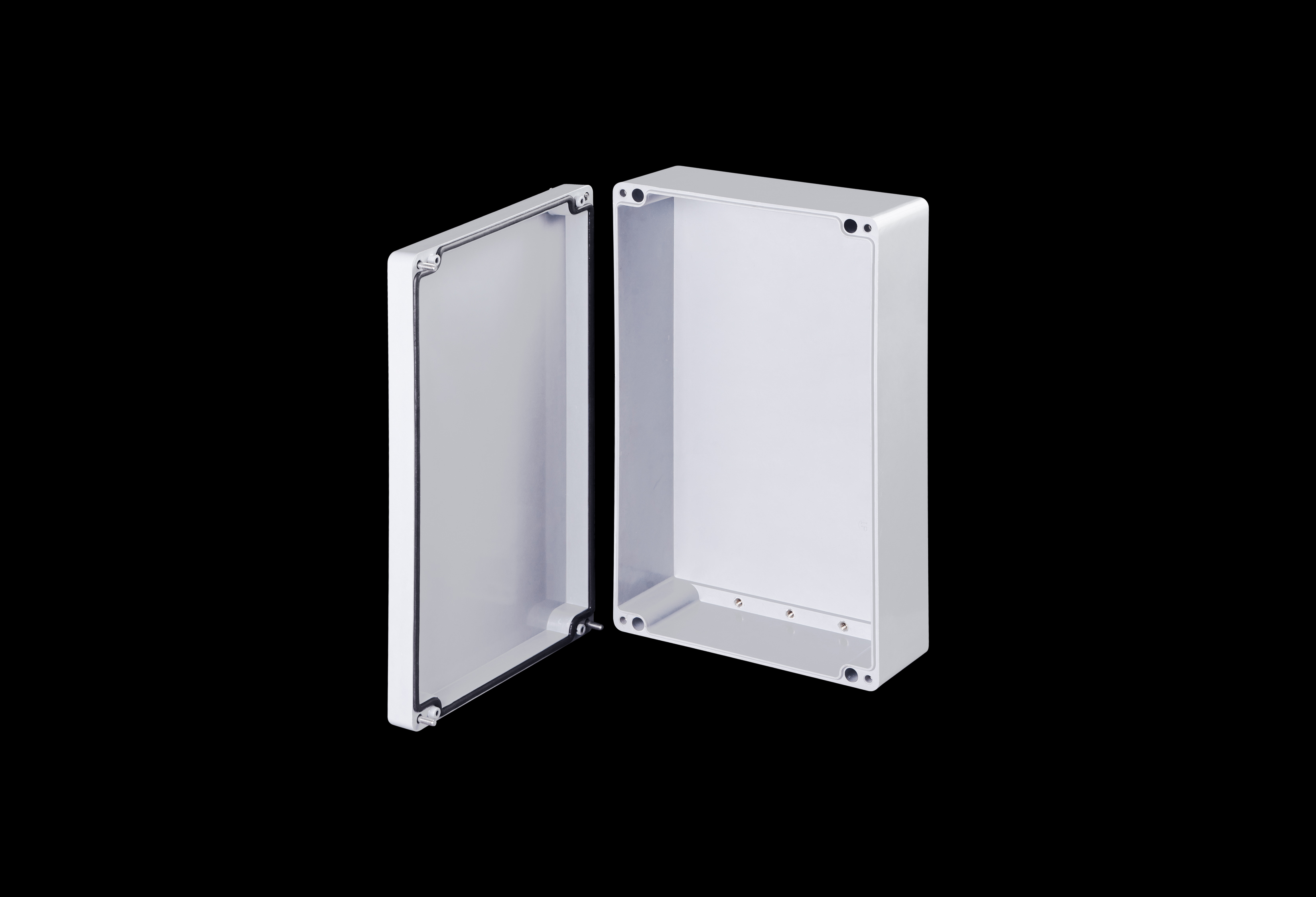 D10165W-QFL-Open.jpg Fiberglass Enclosure 10 x 16 x 5 Inches DuraBoxx Series Shallow with Opaque Lift Off Cover by Stahlin