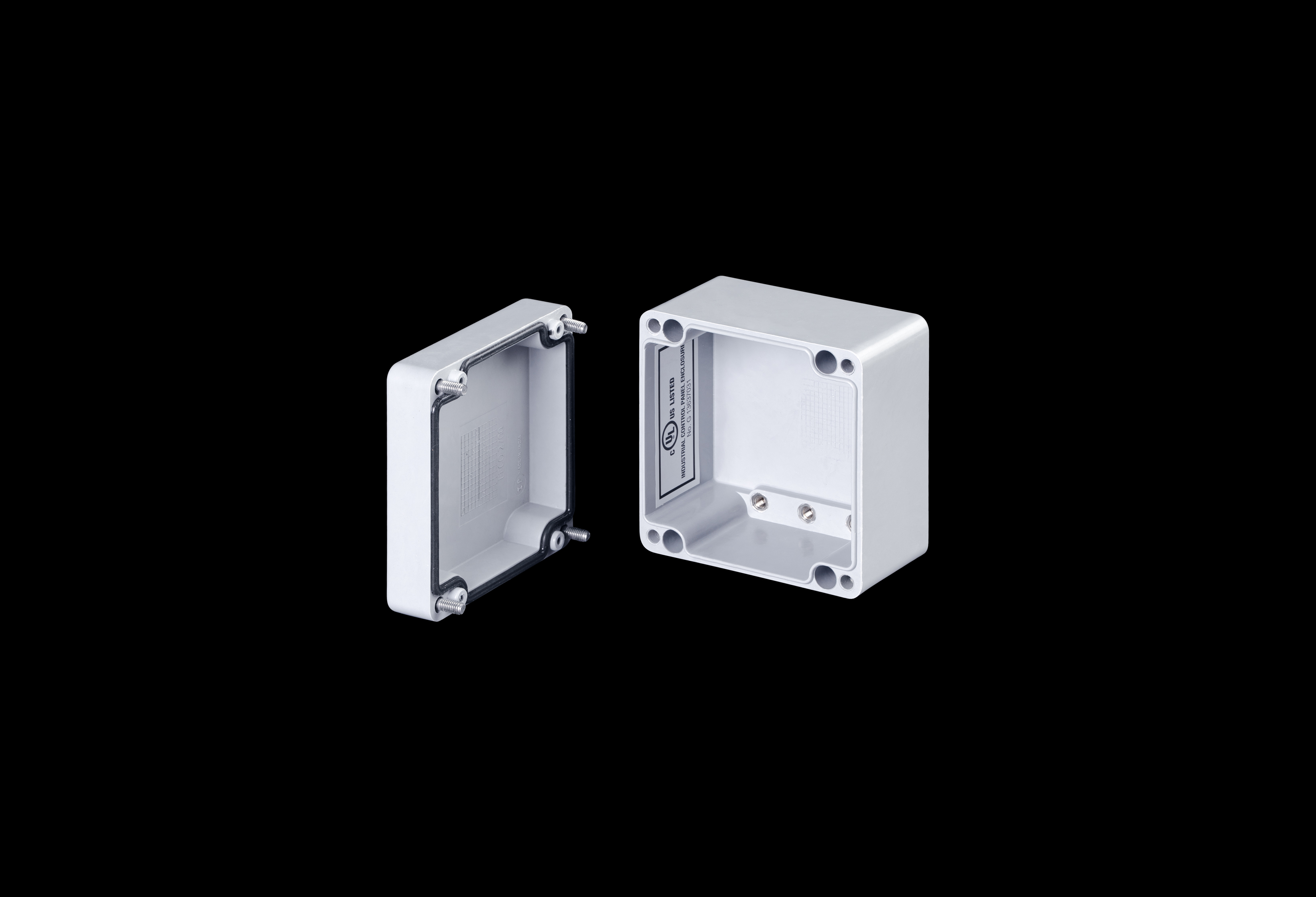 D554W-QFL-Open.jpg Fiberglass Enclosure 3 x 3 x 3 Inches DuraBoxx Series with Opaque Lift Off Cover by Stahlin