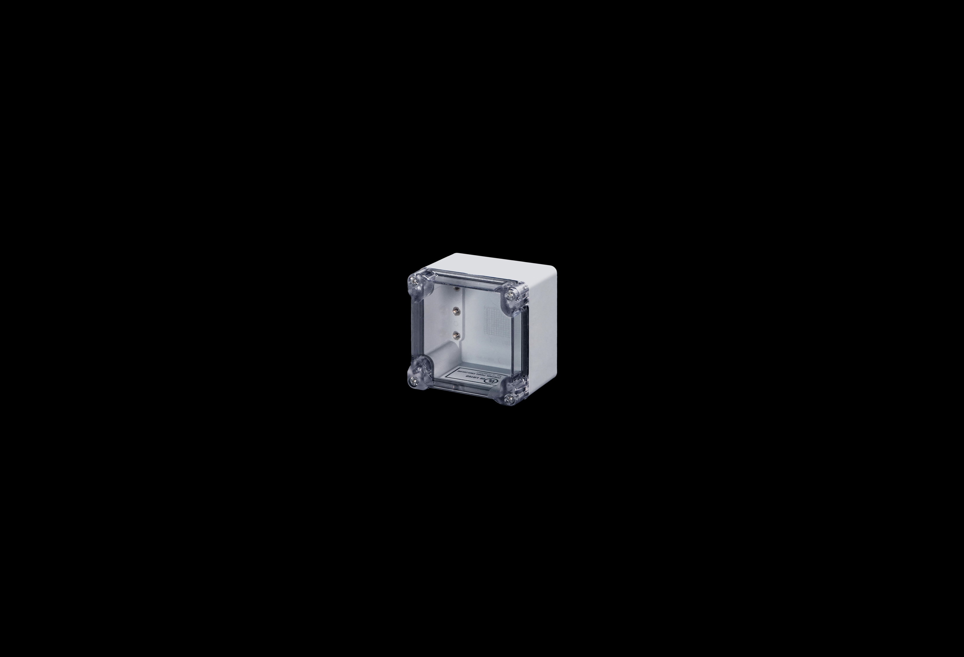 DCC554W-QFL-Closed.jpg Fiberglass Enclosure 5 x 5 x 4 Inches DuraBoxx Series Shallow with Clear Cover by Stahlin