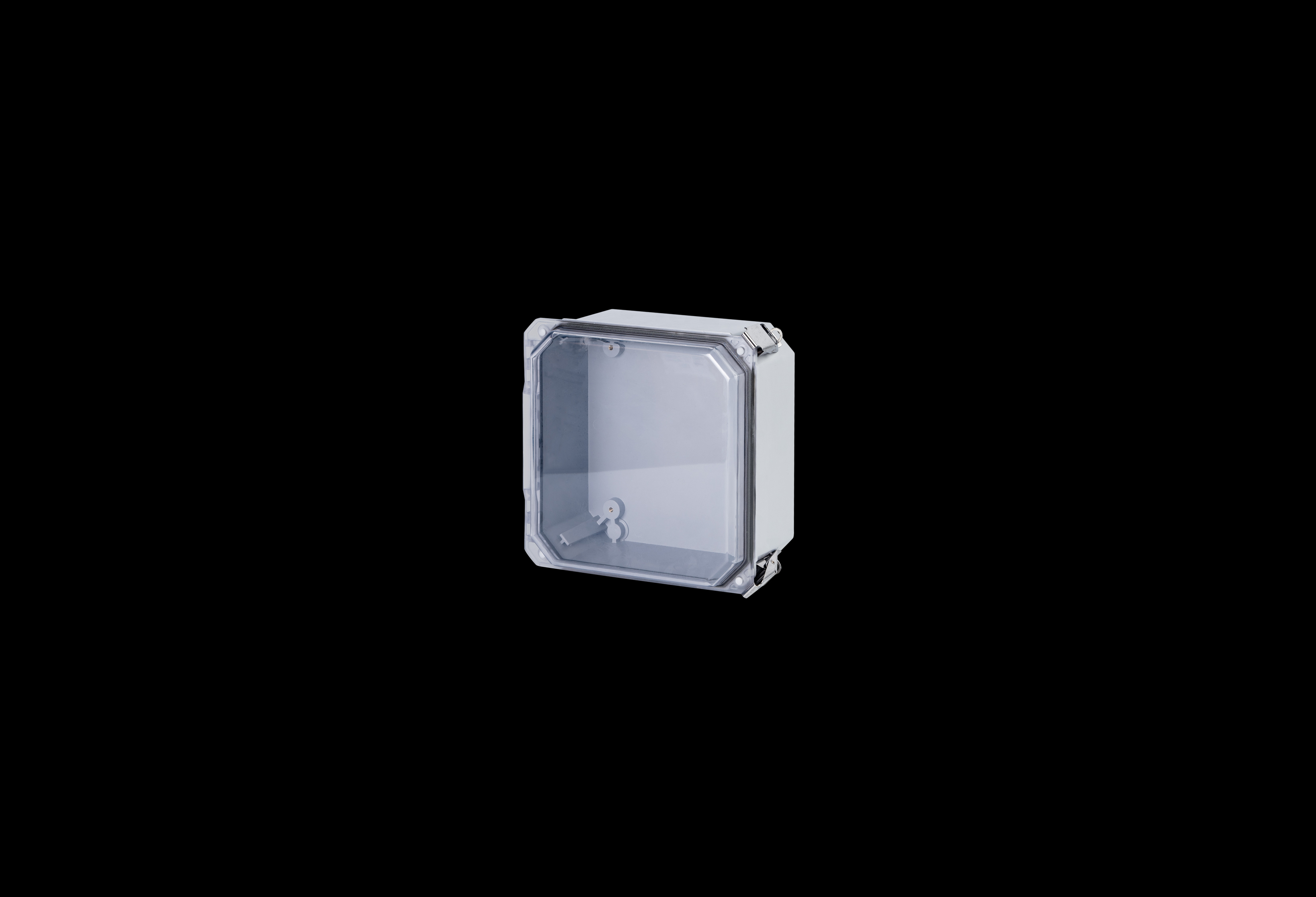 Fiberglass Enclosure 6 x 6 x 4 Inches Diamond Shield Series with Hinged, 2 Lockable Pull Latches Clear Cover by Stahlin