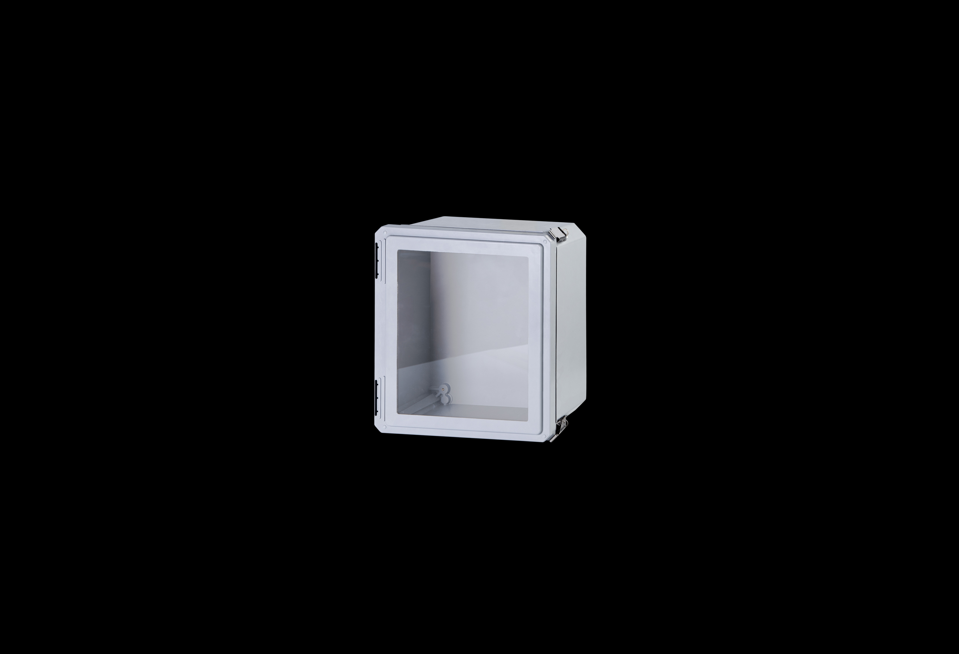 DSW141206HPL-QFL-Closed.jpg Fiberglass Enclosure 10 x 8 x 6 Inches Diamond Shield Series with Window and Hinged, 2 Lockable Pull Latches Opaque Cover by Stahlin