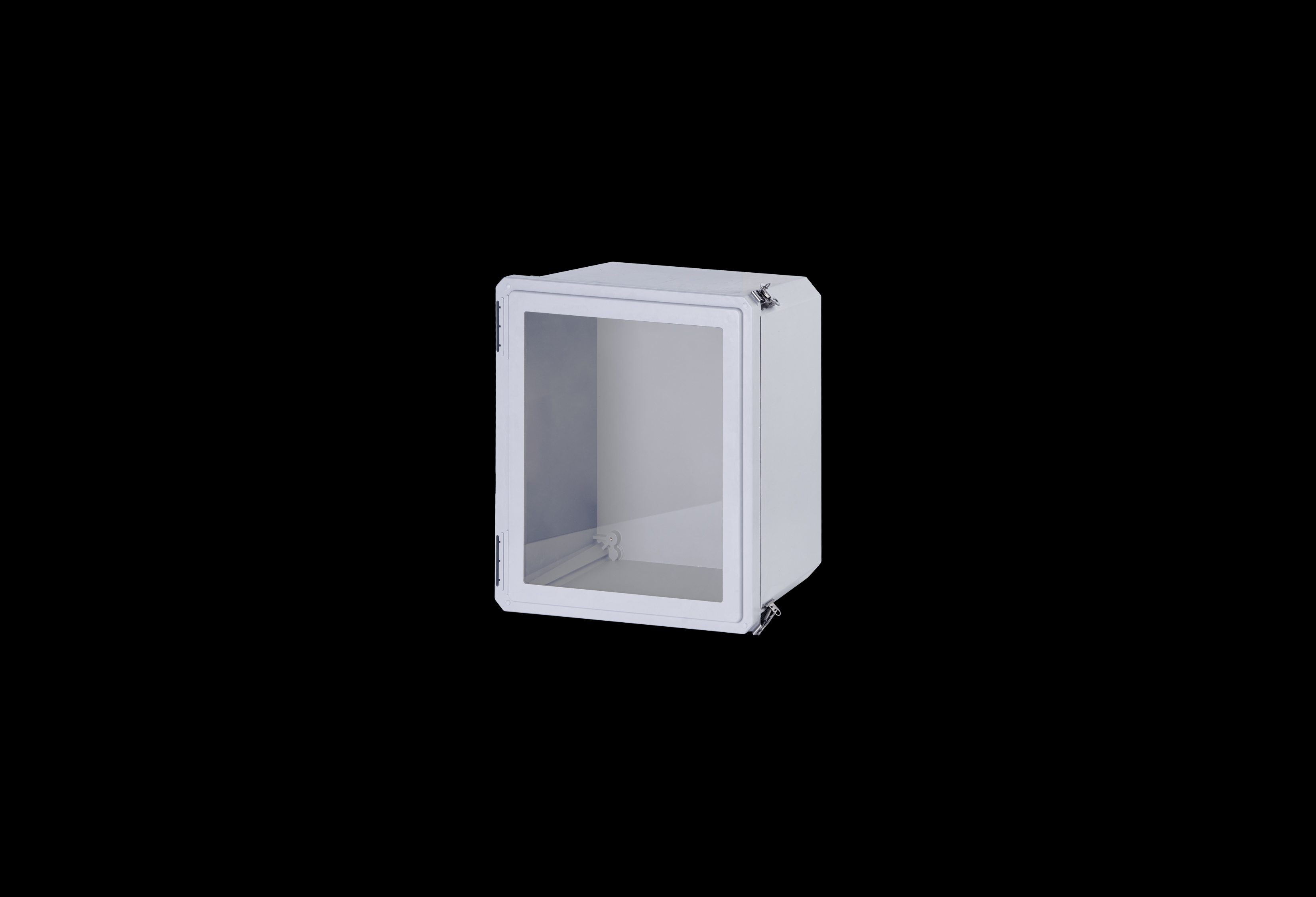 DSW161408HLL-QFL-Closed.jpg Fiberglass Enclosure 10 x 8 x 6 Inches Diamond Shield Series with Window and Hinged, 2 Lockable Link Latches Opaque Cover by Stahlin