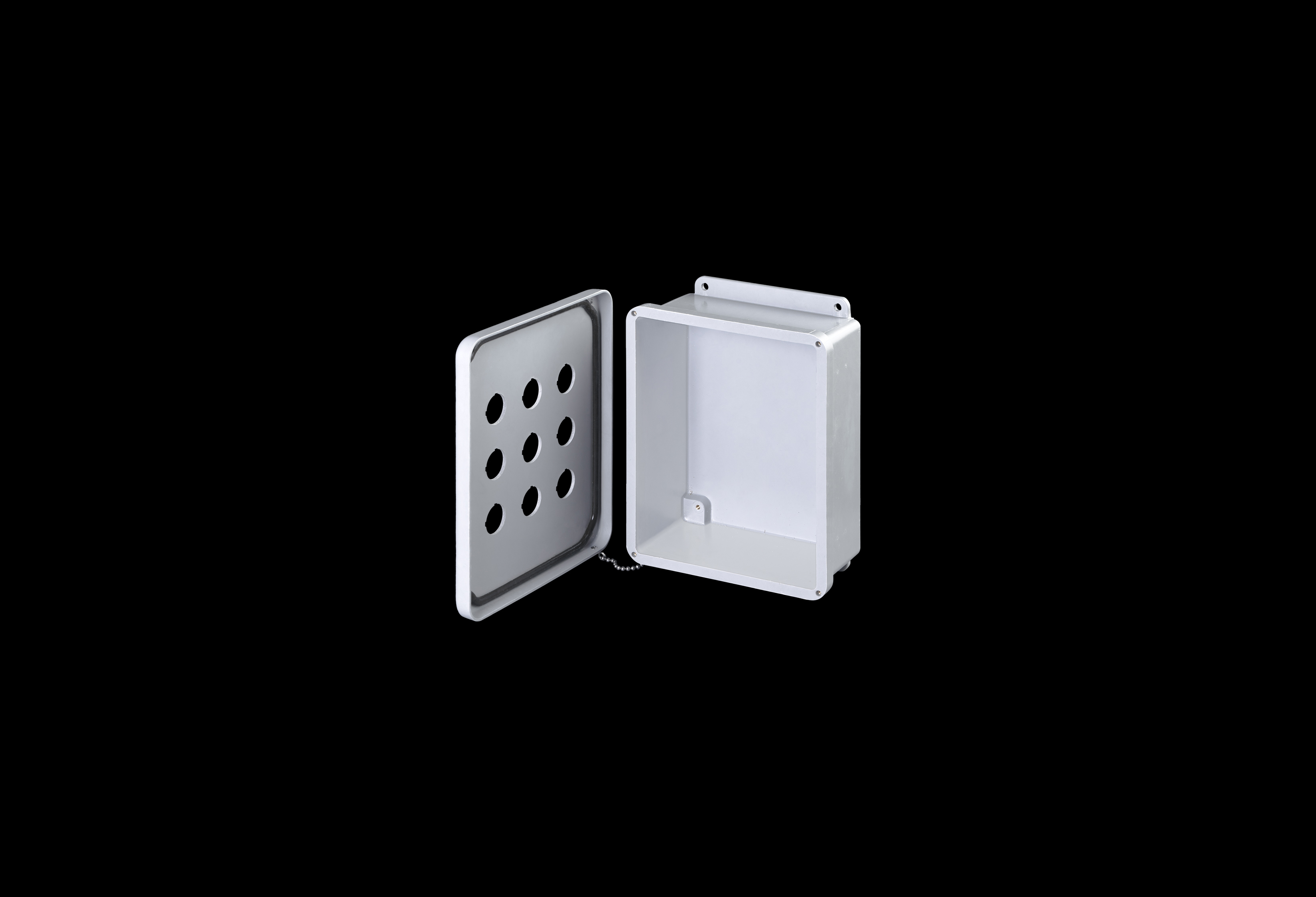 Fiberglass Enclosure 10 x 8 x 4 Inches Push Button Series 9 Hole 30 mm with Opaque Lift Off Cover by Stahlin