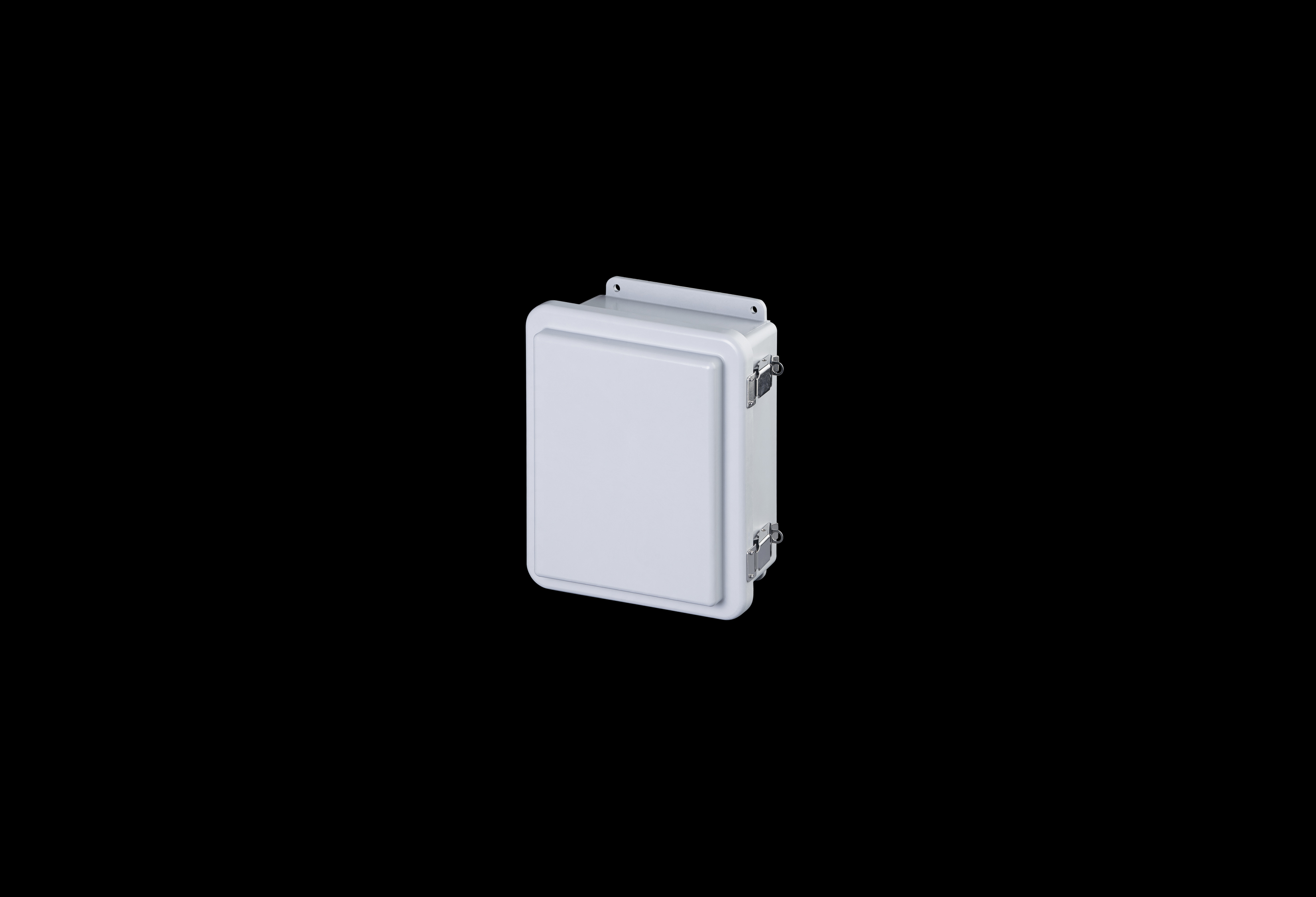 J1008HAPL-QFL-Closed.jpg Fiberglass Enclosure 10 x 8 x 5 Inches J Series with Hinged, Latched Opaque Cover by Stahlin
