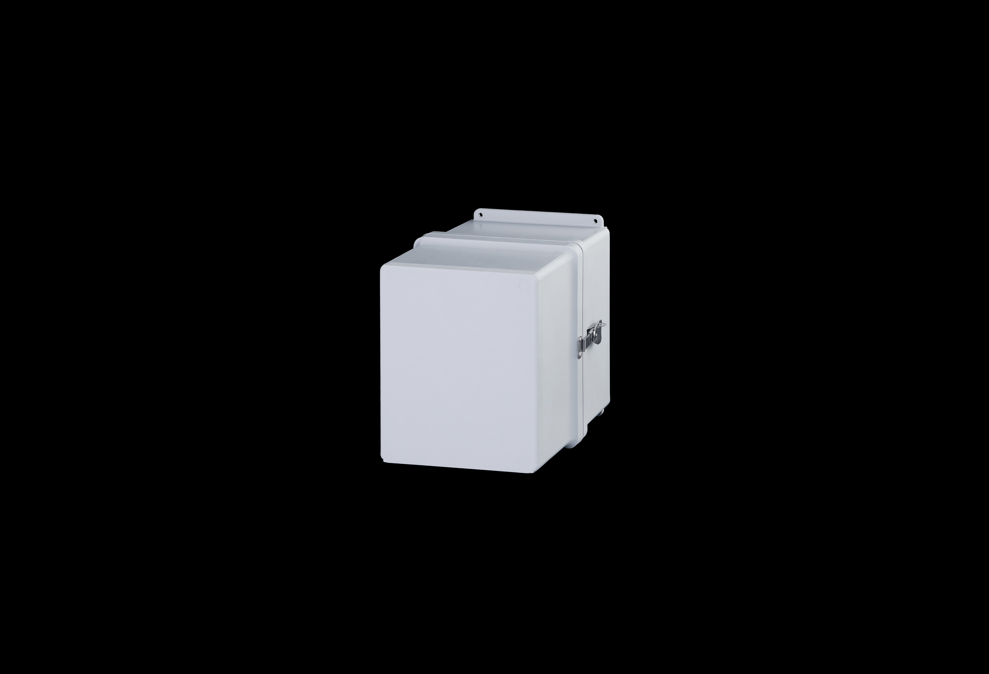 J121010SSH-QFL-Closed.jpg Fiberglass Enclosure 10 x 8 x 8 Inches Fatboy Series with Hinged, Latched Opaque Cover by Stahlin