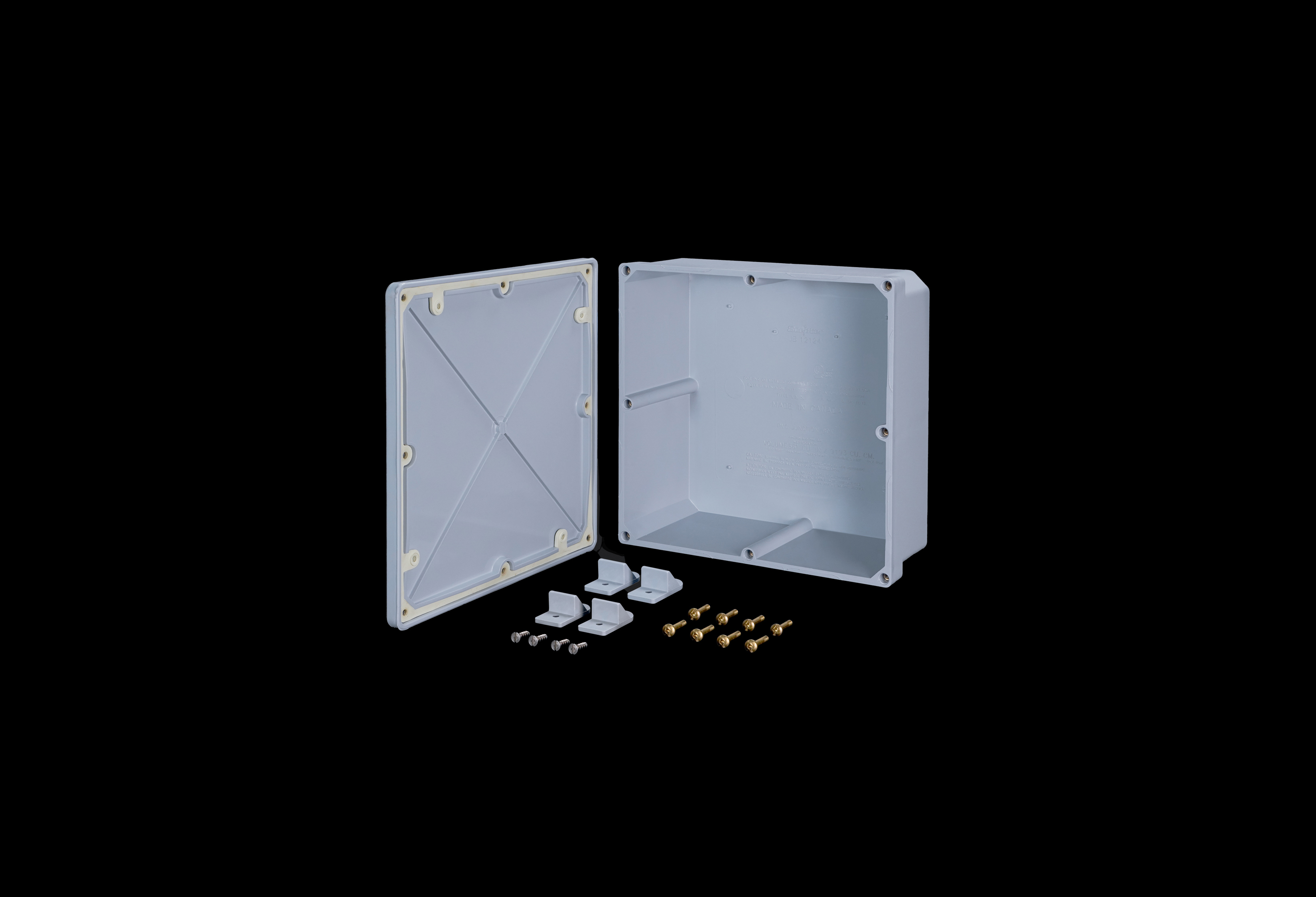 J12126PVC-QFL-Open.jpg PVC Enclosure 12 x 12 x 4 Inches New Sentry Series with Opaque Lift Off Cover by Stahlin