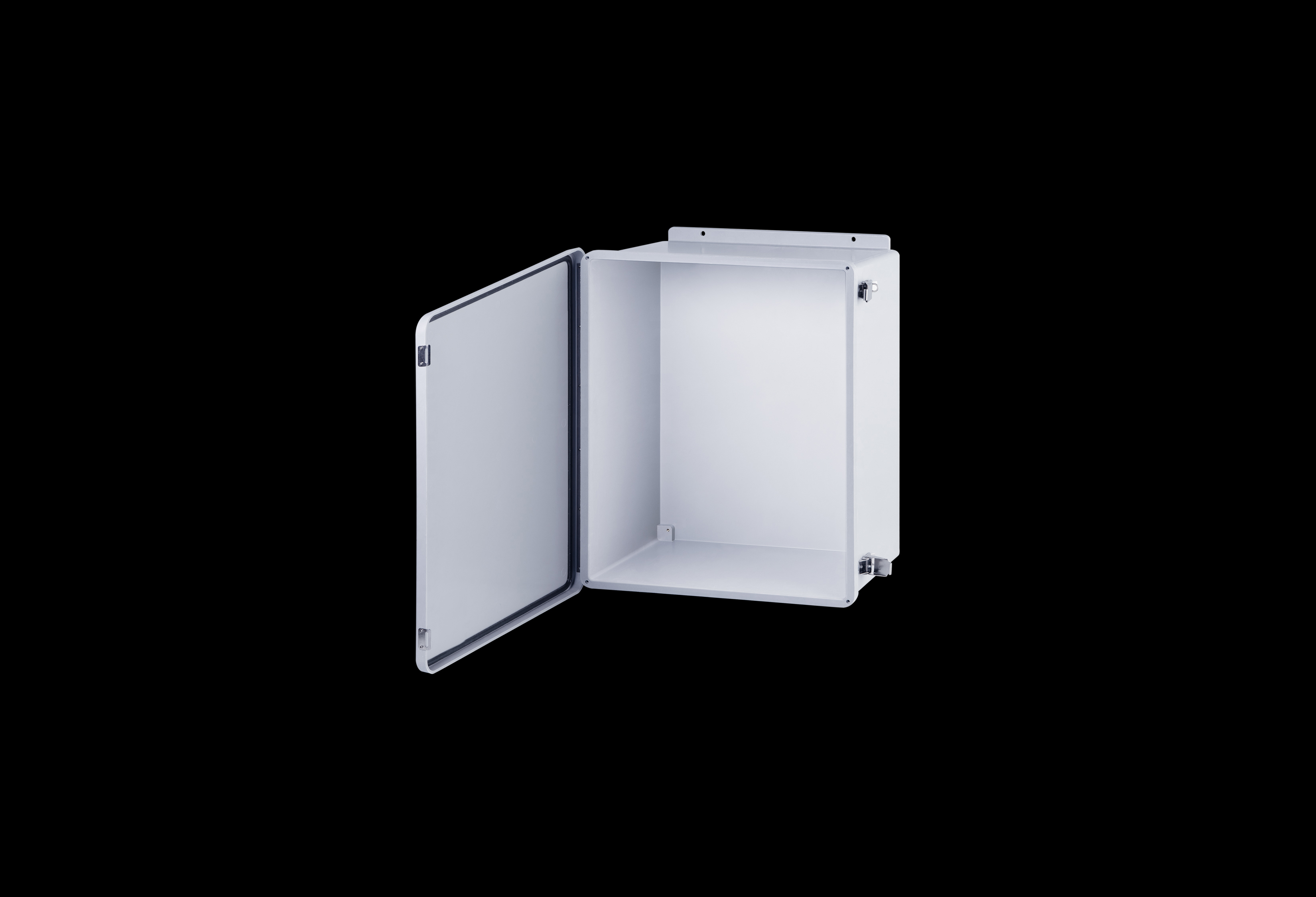 J2016HPL-QFL-Open.jpg Fiberglass Enclosure 18 x 16 x 8 Inches J Series with Hinged, Latched Opaque Cover by Stahlin