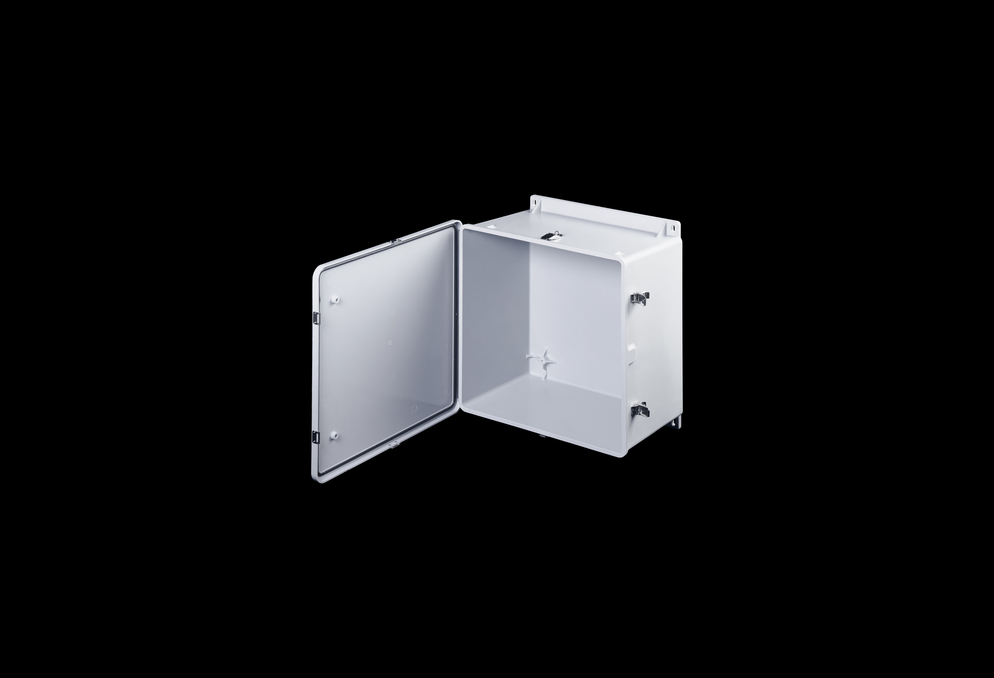 J2020HPL-QFL-Open.jpg Fiberglass Enclosure 20 x 20 x 10 Inches J Series with Hinged, Latched Opaque Cover by Stahlin