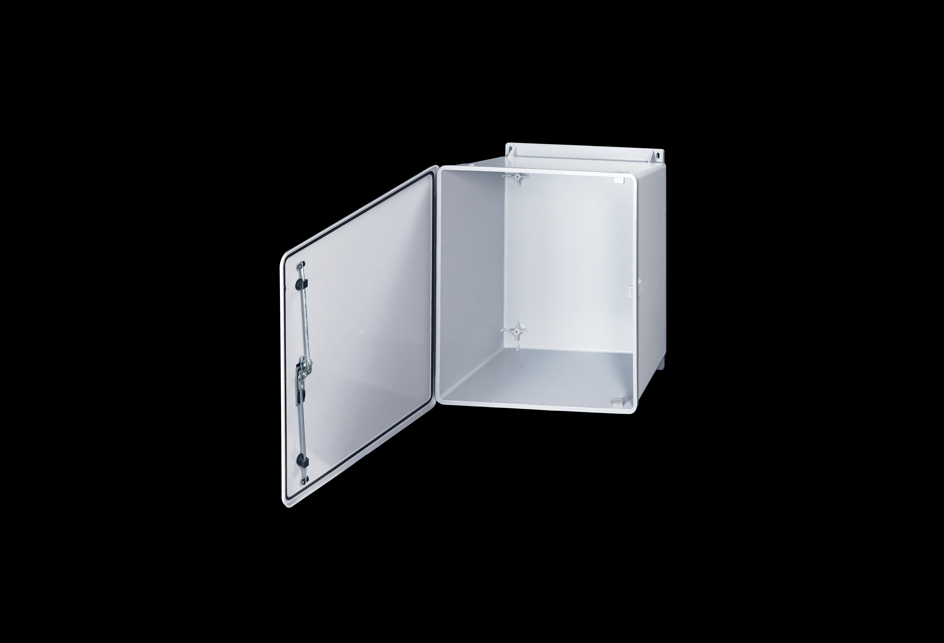 J24243PT-QFL-Open.jpg Fiberglass Enclosure 20 x 20 x 10 Inches J Series with Opaque Cover and 3 Point Handle Latch by Stahlin