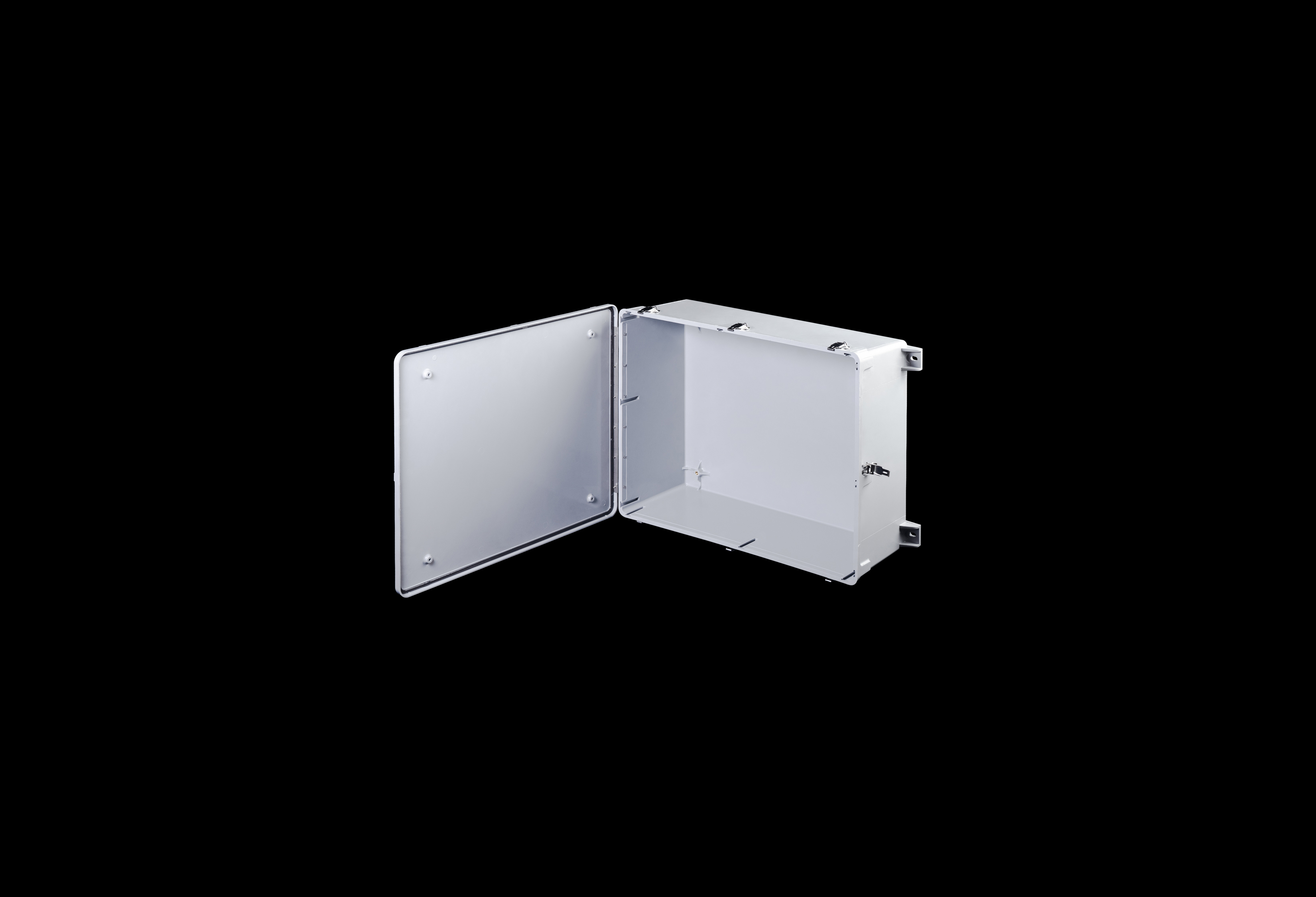 J2430HPL-QFL-Open.jpg Fiberglass Enclosure 24 x 30 x 10 Inches J Series with Hinged, Latched Opaque Cover by Stahlin