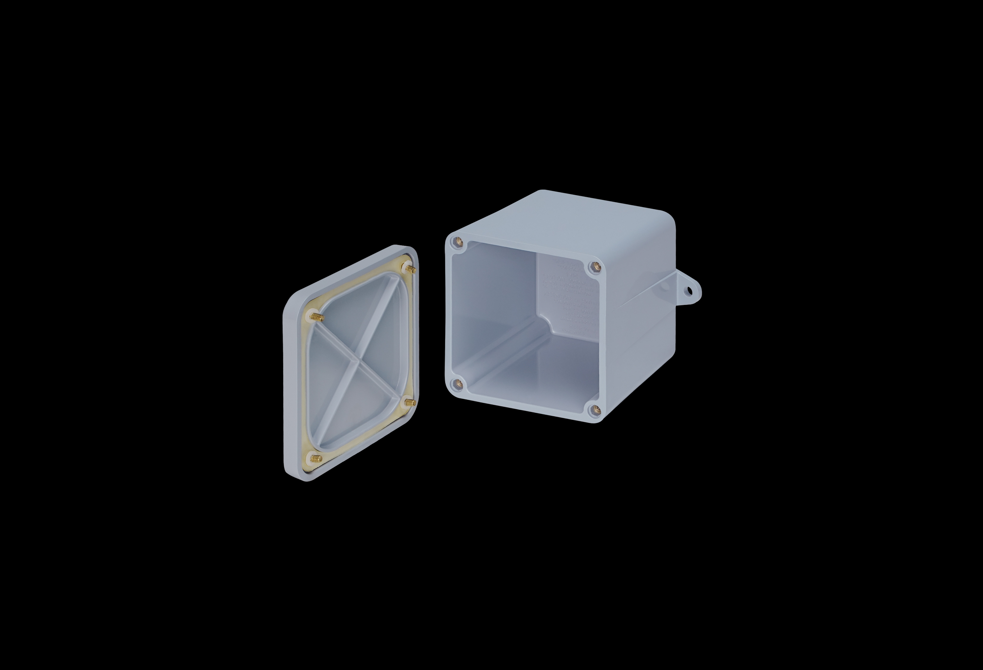 J444PVC-QFL-Open.jpg PVC Enclosure 4 x 4 x 4 Inches New Sentry Series with Opaque Lift Off Cover by Stahlin