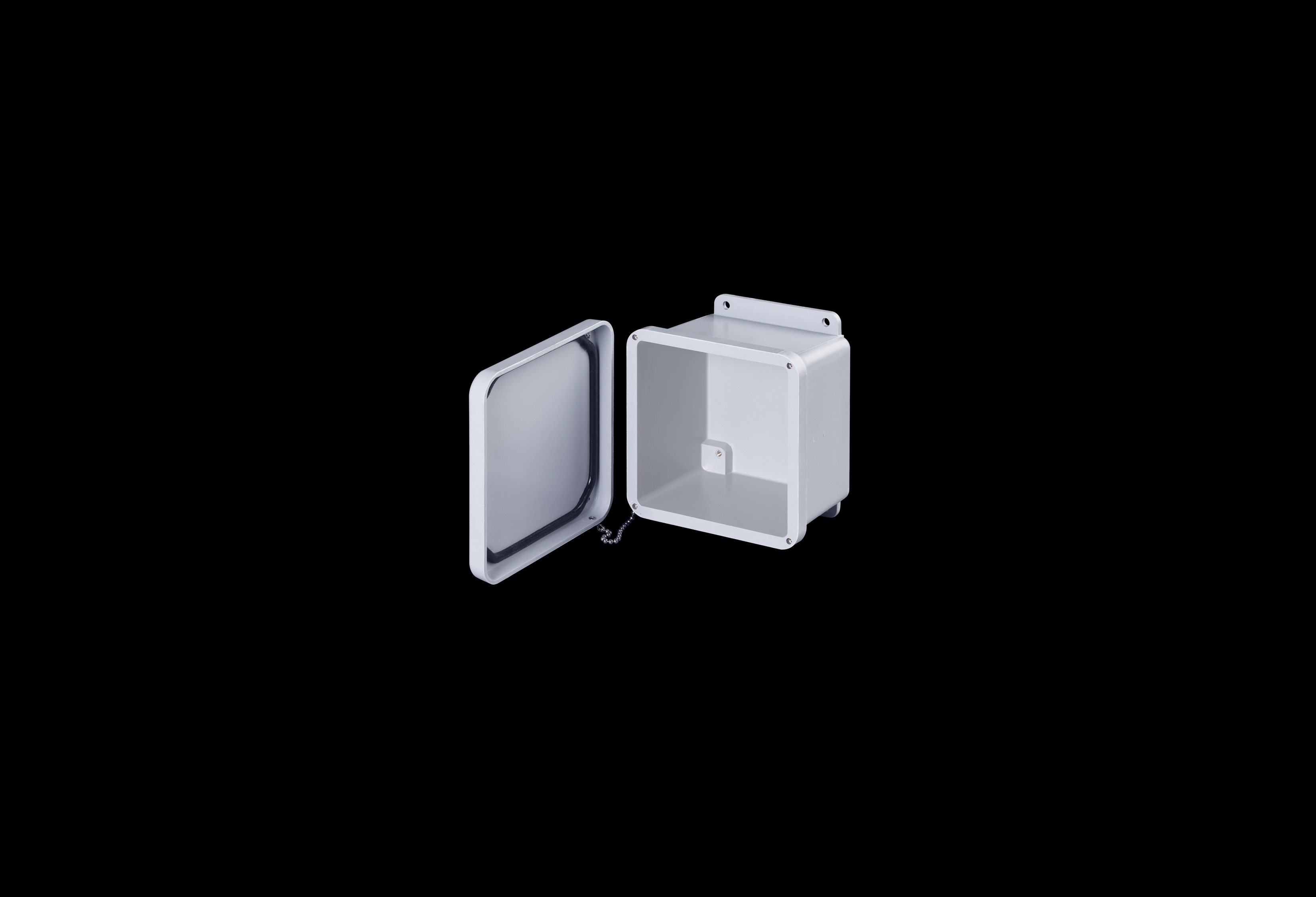 J606W-QFL-Open.jpg Fiberglass Enclosure 6 x 6 x 4 Inches J Series with Opaque Lift Off Cover by Stahlin