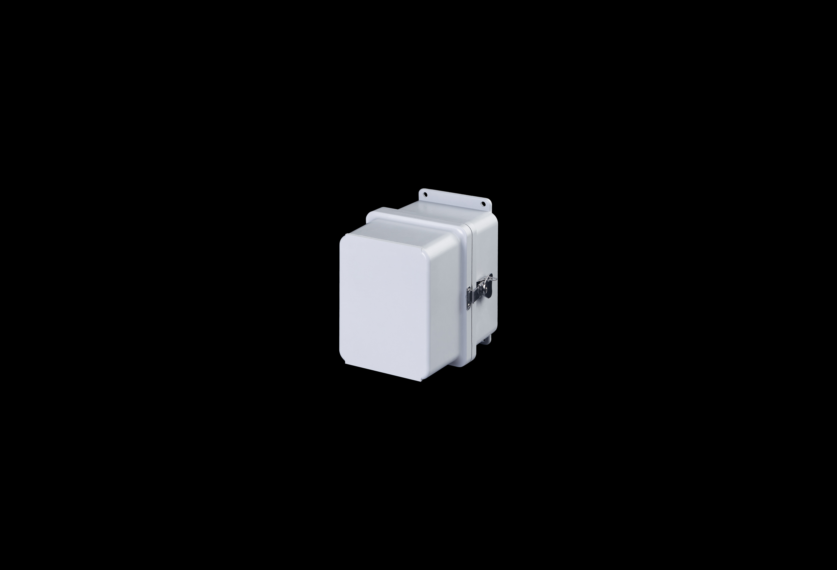 J8068SSH-QFL-Closed.jpg Fiberglass Enclosure 8 x 6 x 8 Inches Fatboy Series with Hinged, Latched Opaque Cover by Stahlin