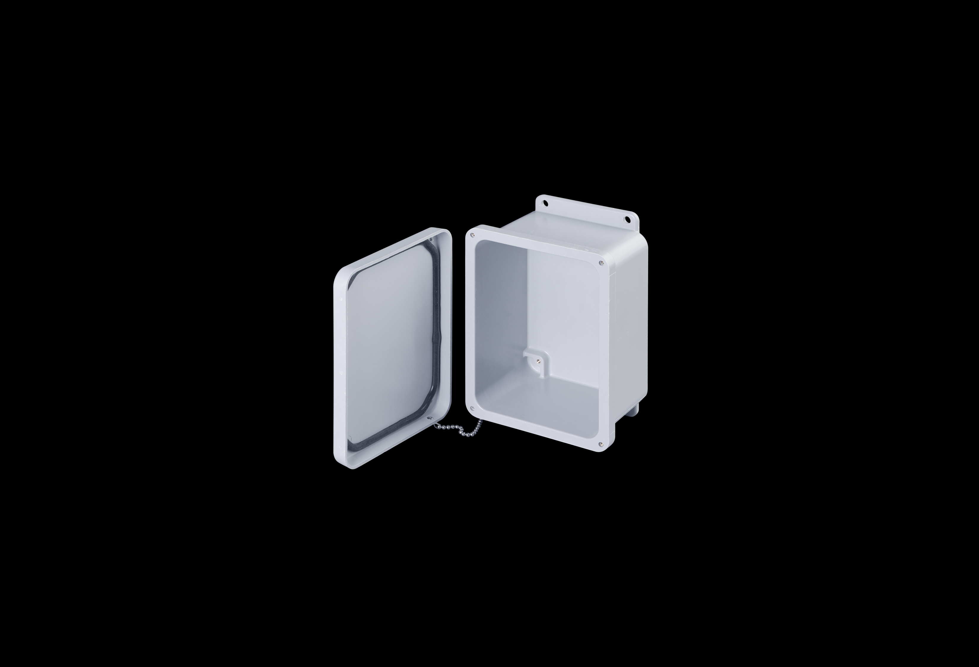 J806W-QFL-Open.jpg Fiberglass Enclosure 10 x 8 x 4 Inches J Series with Opaque Lift Off Cover by Stahlin