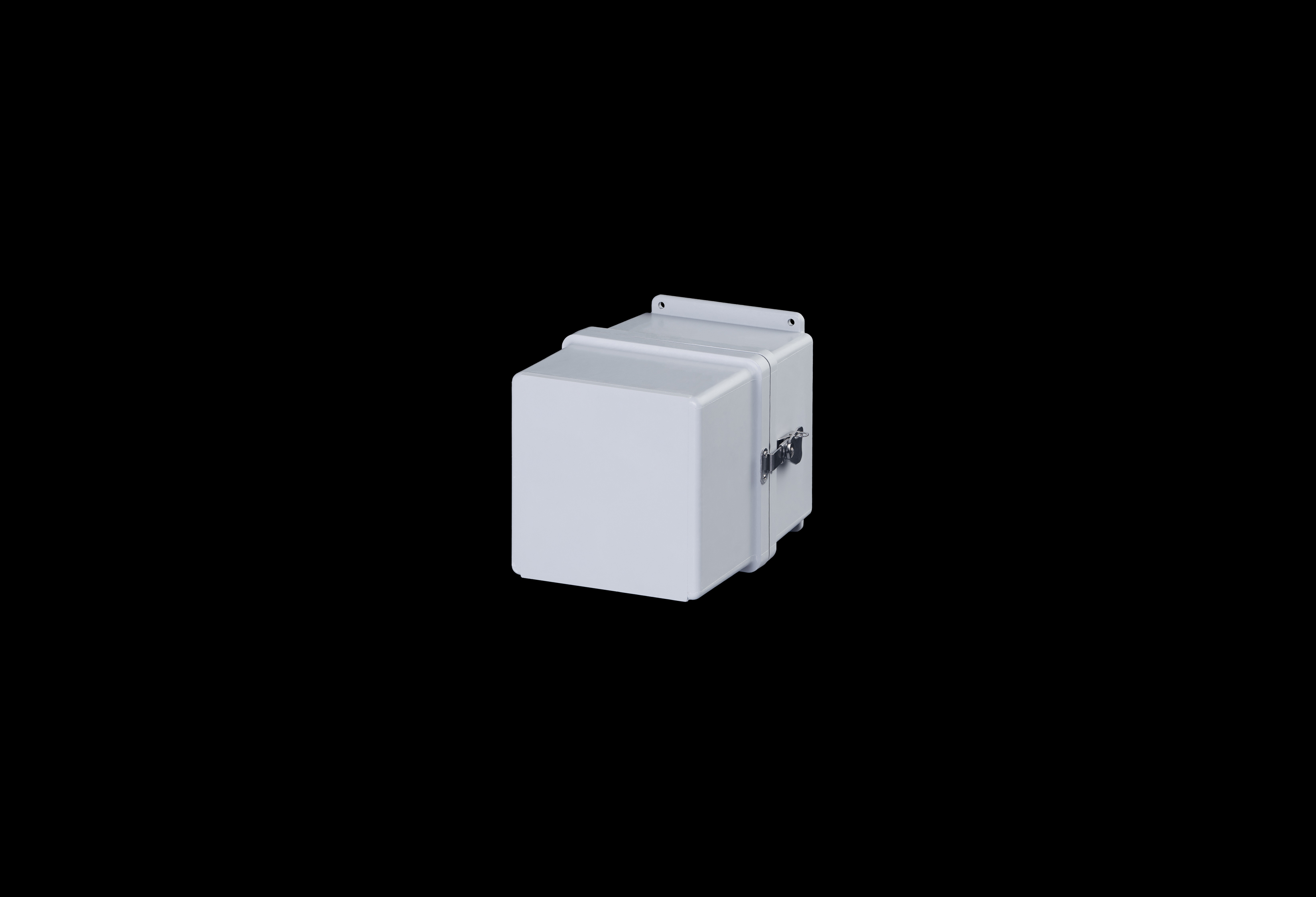 J8088SSH-QFL-Closed.jpg Fiberglass Enclosure 8 x 8 x 8 Inches Fatboy Series with Hinged, Latched Opaque Cover by Stahlin