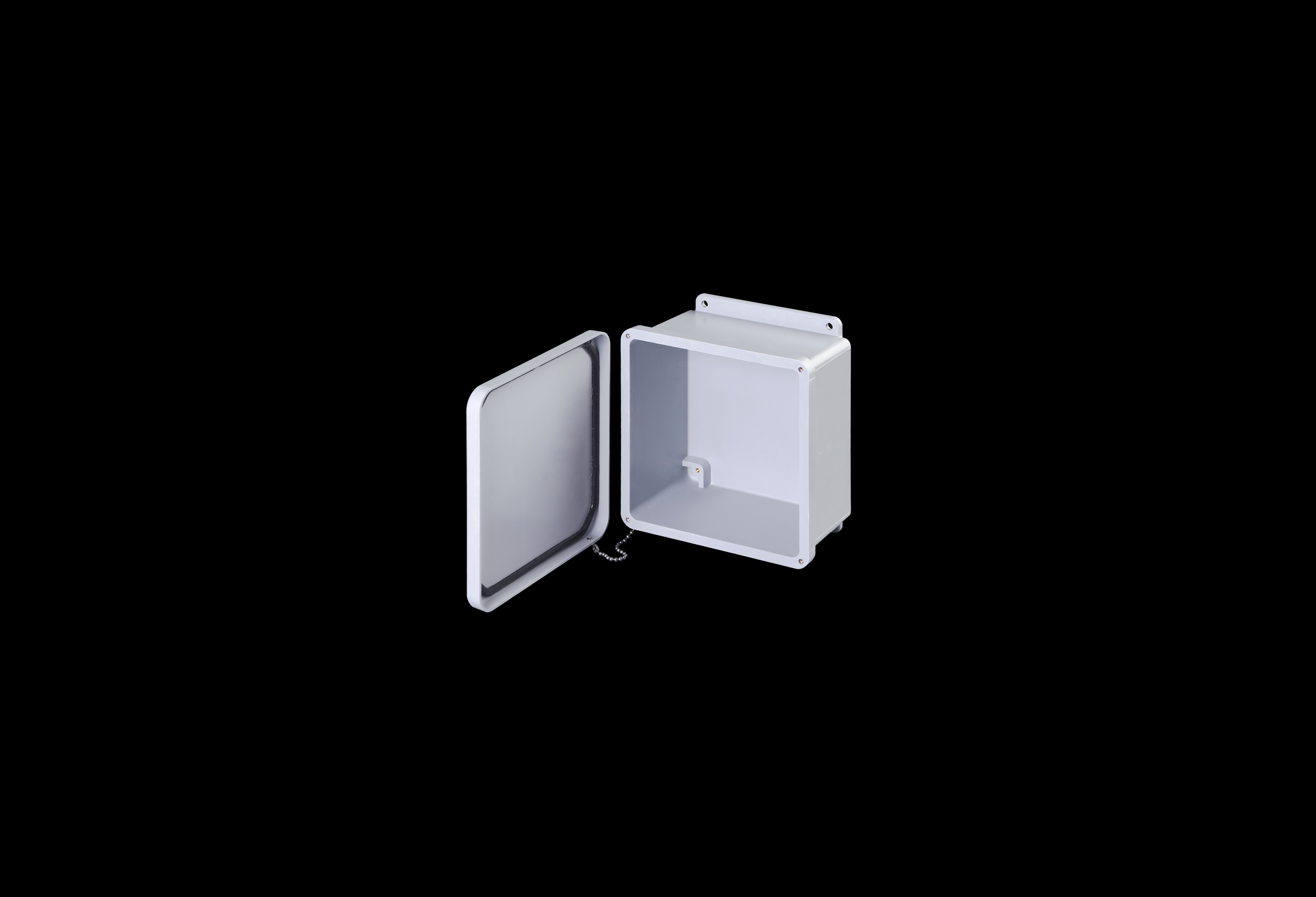 J808W-QFL-Open.jpg Fiberglass Enclosure 8 x 8 x 4 Inches J Series with Opaque Lift Off Cover by Stahlin