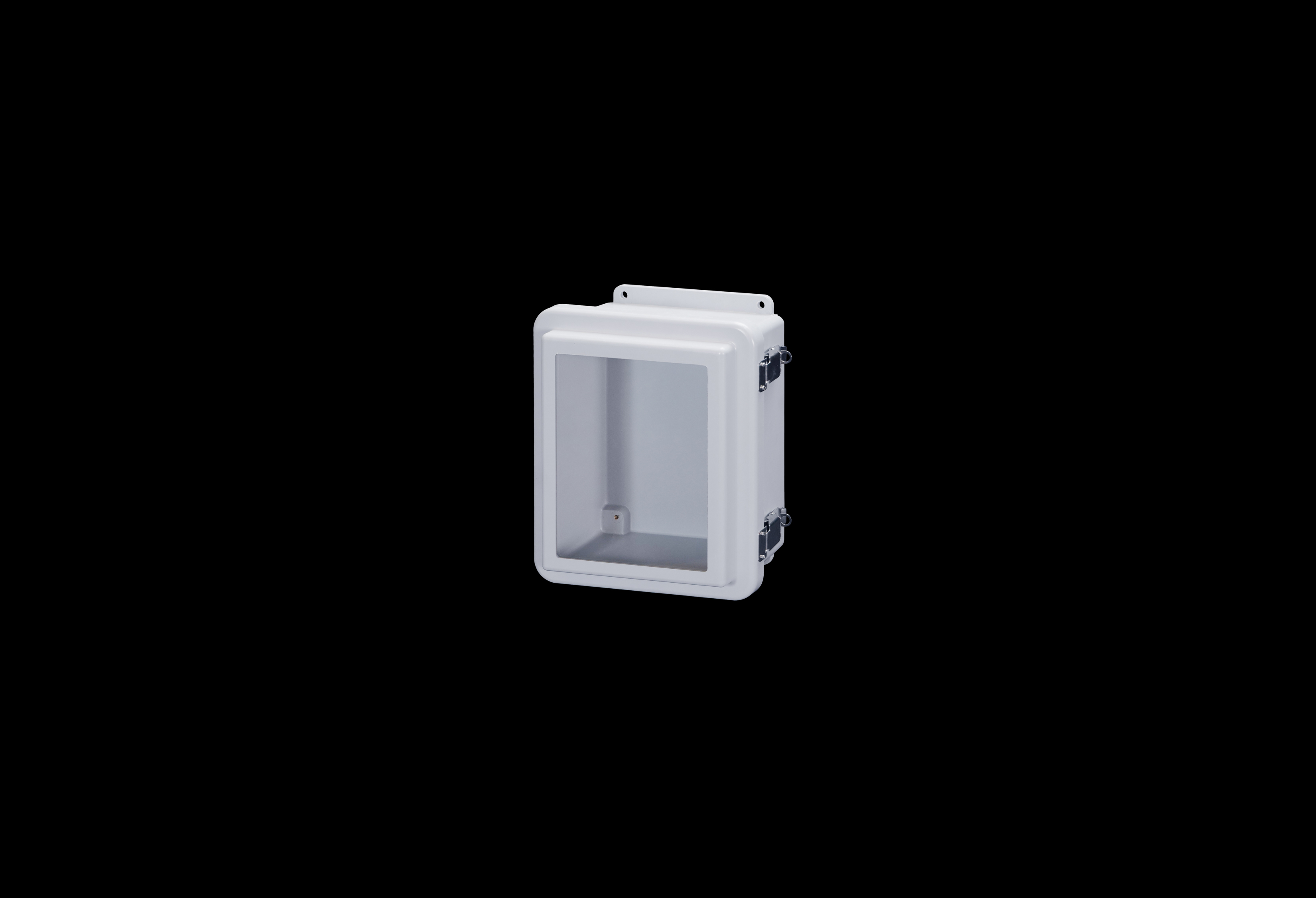 JW1008HAPL-QFL-Closed.jpg Fiberglass Enclosure 10 x 8 x 5 Inches with J Series Window and Hinged, Latched Opaque Cover by Stahlin