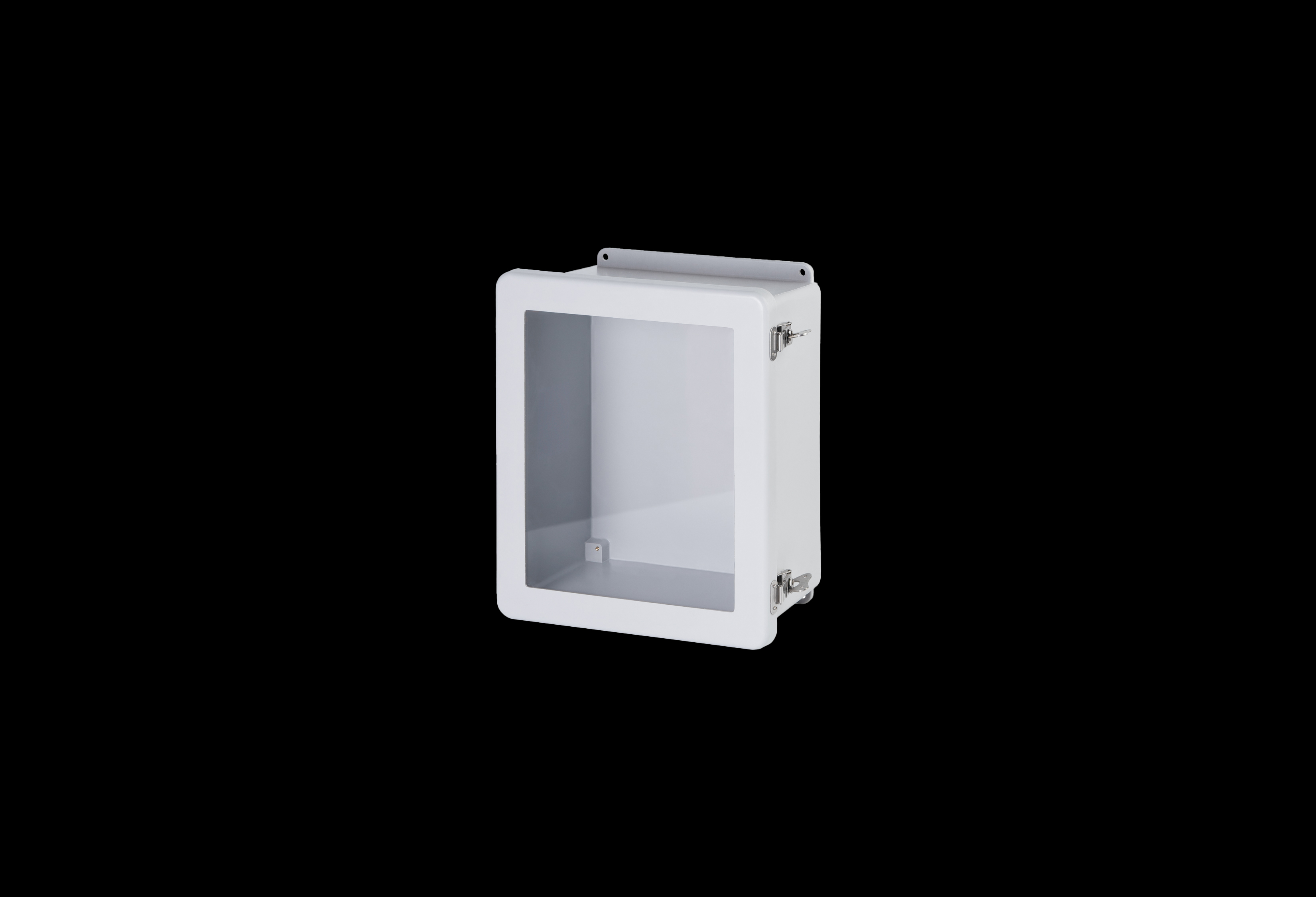 JW1212HLL.jpg Fiberglass Enclosure 12 x 12 x 6 Inches with J Series Window and Hinged, Twist Latch Opaque Cover by Stahlin