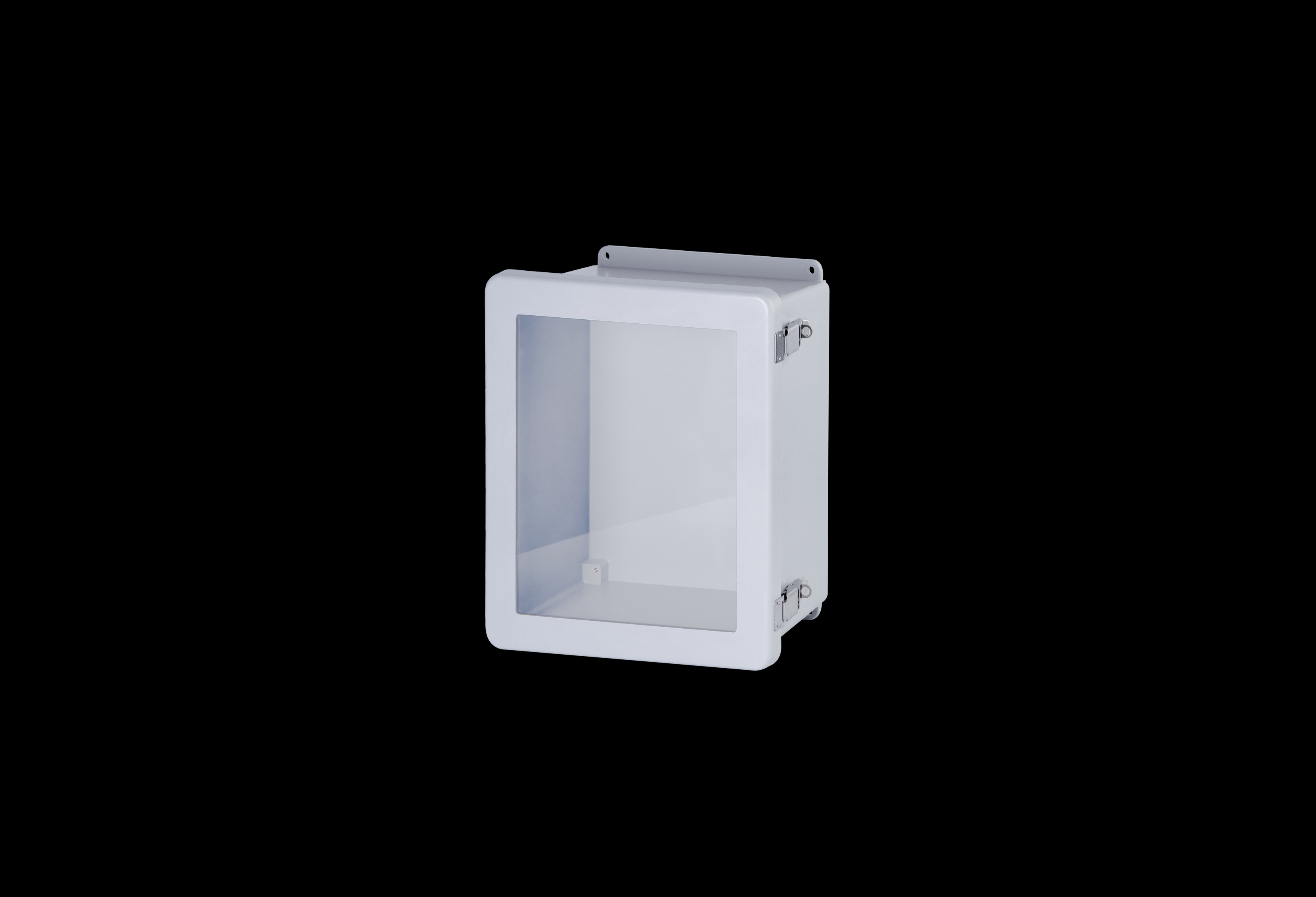 JW1412HPL-QFL-Closed.jpg Fiberglass Enclosure 10 x 8 x 6 Inches with J Series Window and Hinged, Latched Opaque Cover by Stahlin