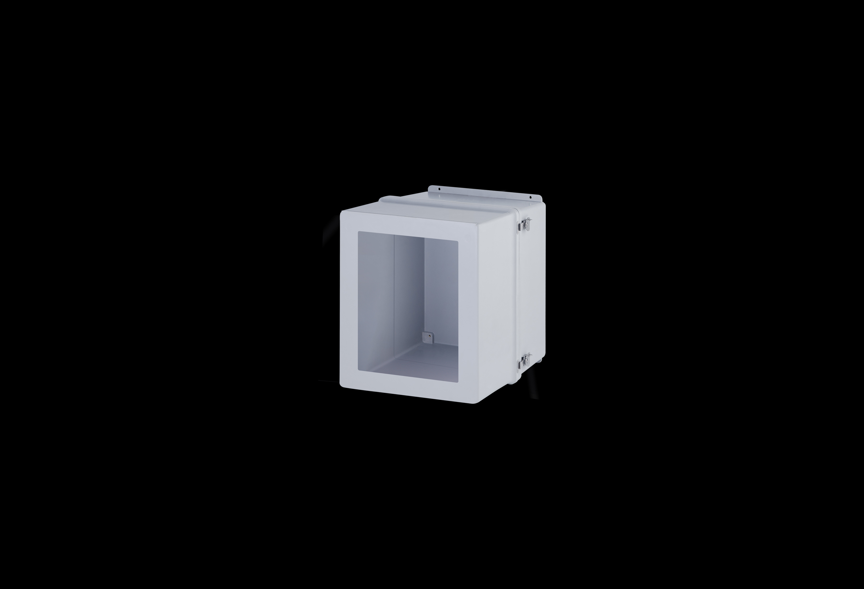 JW181617SSH-QFL-Closed.jpg Fiberglass Enclosure 12 x 10 x 10 Inches Fatboy Series with Window and Hinged, Latched Opaque Cover by Stahlin