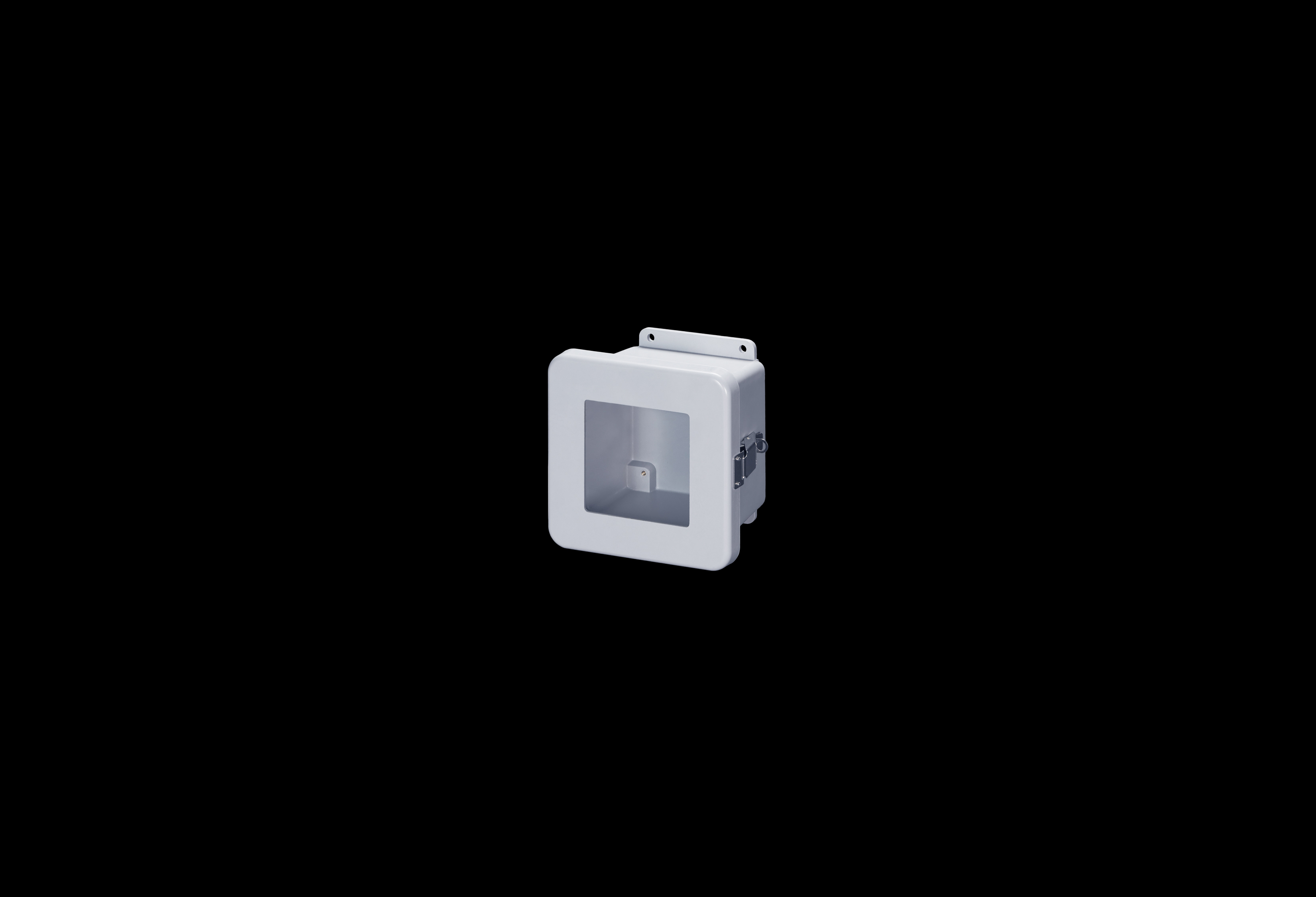 JW606HPL-QFL-Closed.jpg Fiberglass Enclosure 6 x 6 x 4 Inches J Series with Window and Hinged, Latched Opaque Cover by Stahlin
