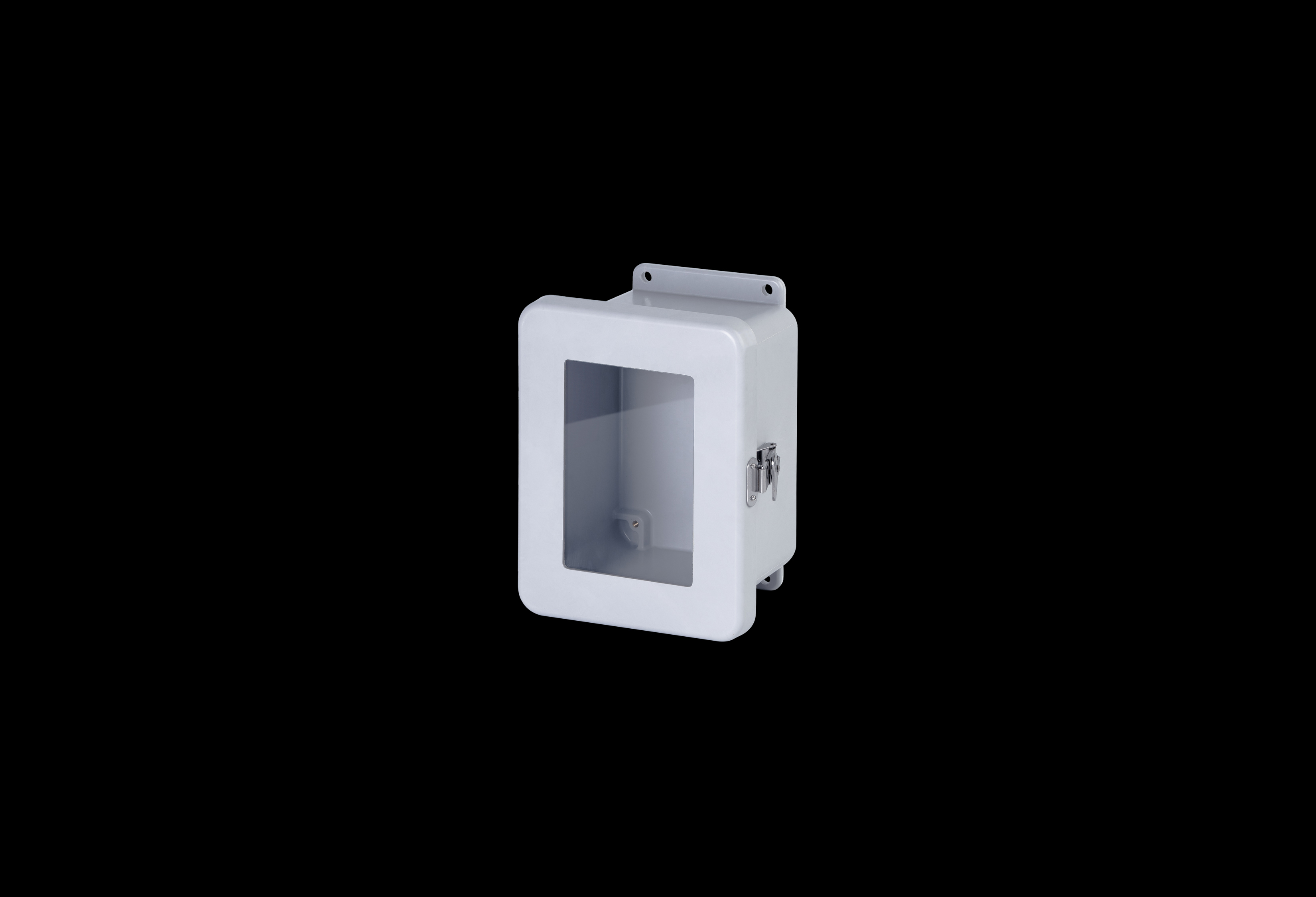 JW806HLL-QFL-Closed.jpg Fiberglass Enclosure 6 x 4 x 4 Inches J Series with Window and Hinged, Twist Latch Opaque Cover by Stahlin