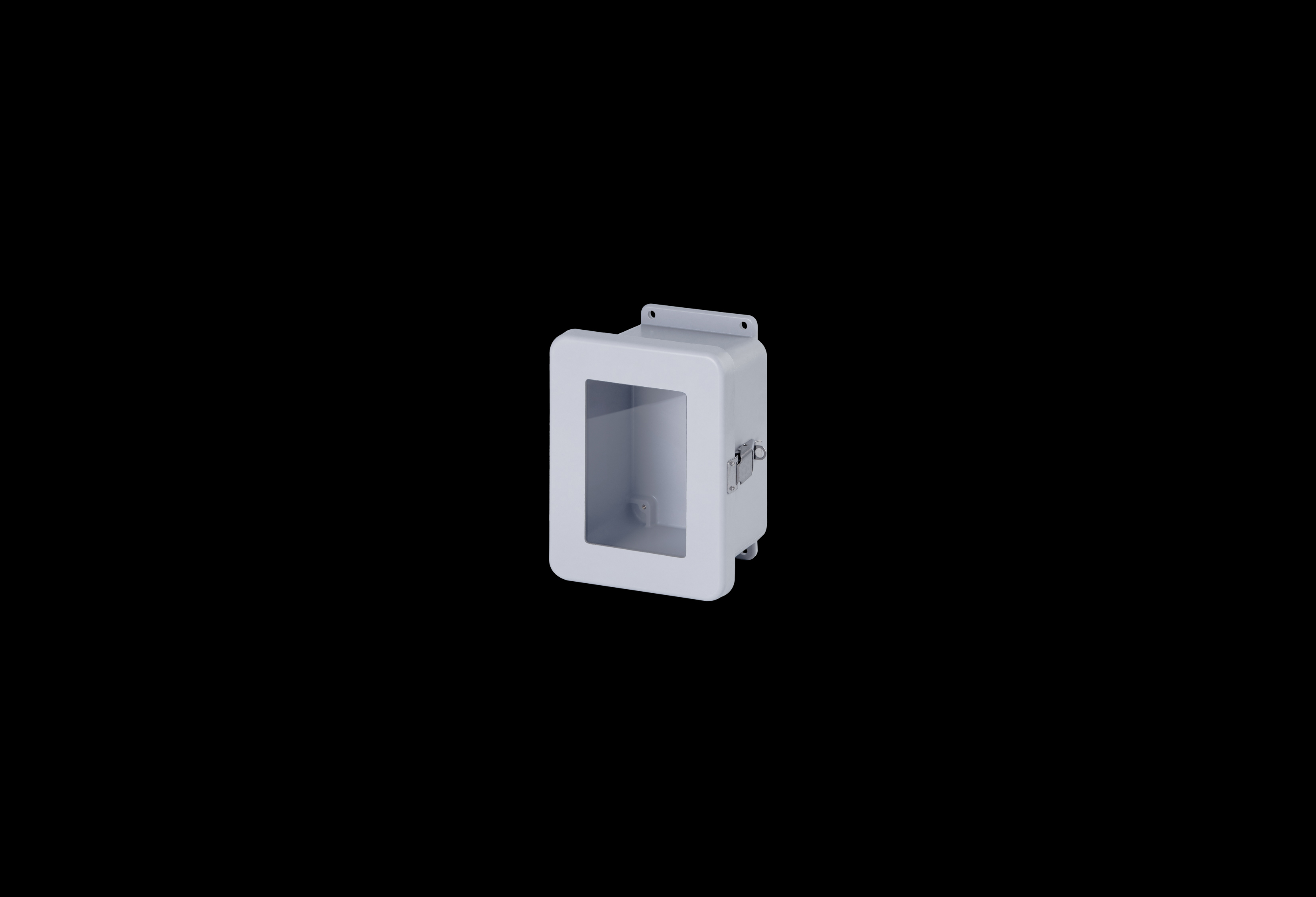 JW806HPL-QFL-Closed.jpg Fiberglass Enclosure 6 x 4 x 4 Inches J Series with Window and Hinged, Latched Opaque Cover by Stahlin