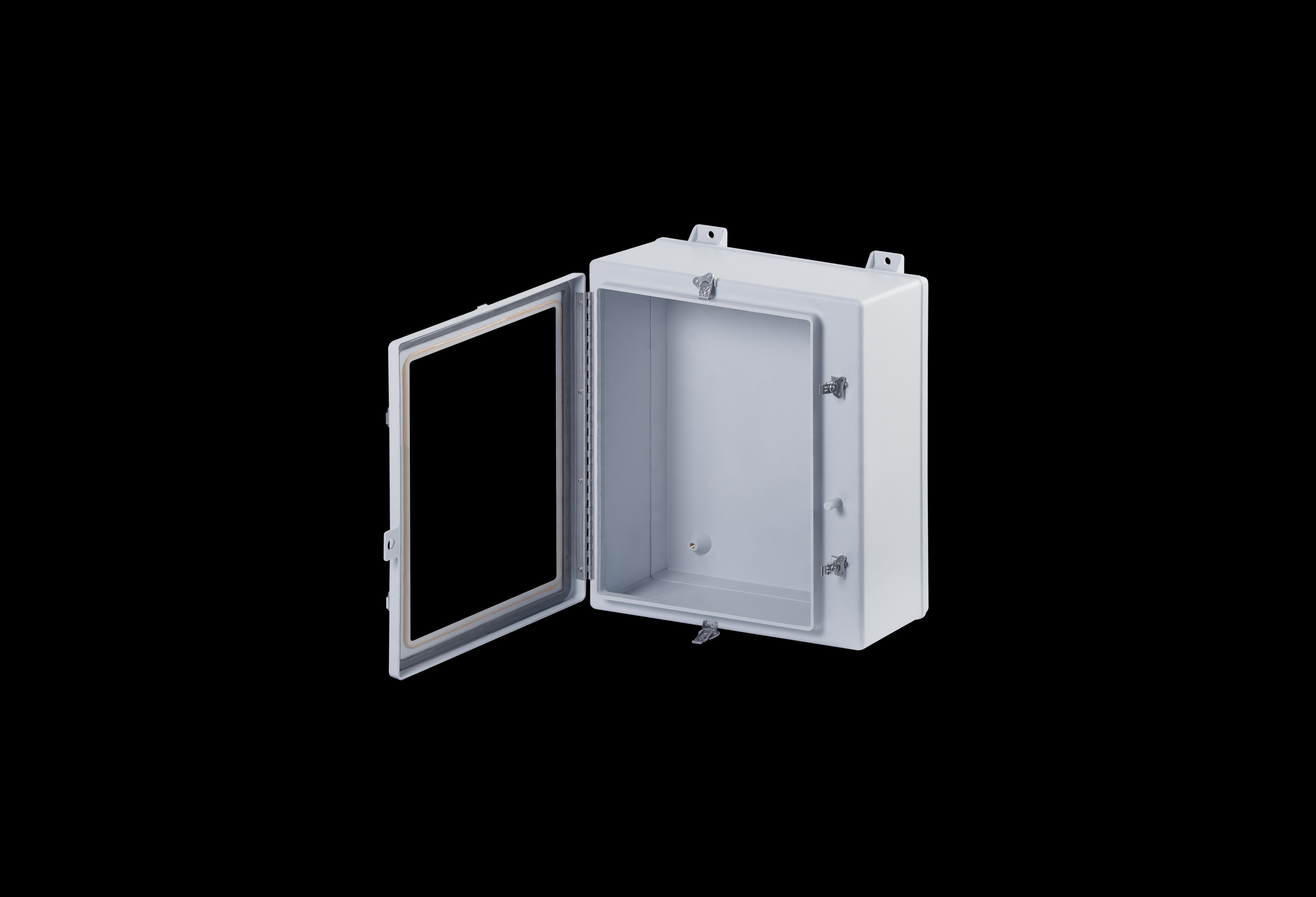 NW24208HWT-QFL-Open.jpg Fiberglass Enclosure 20 x 16 x 10 Inches N Series with Window and Stainless Steel Hinged, Latched Opaque Cover by Stahlin