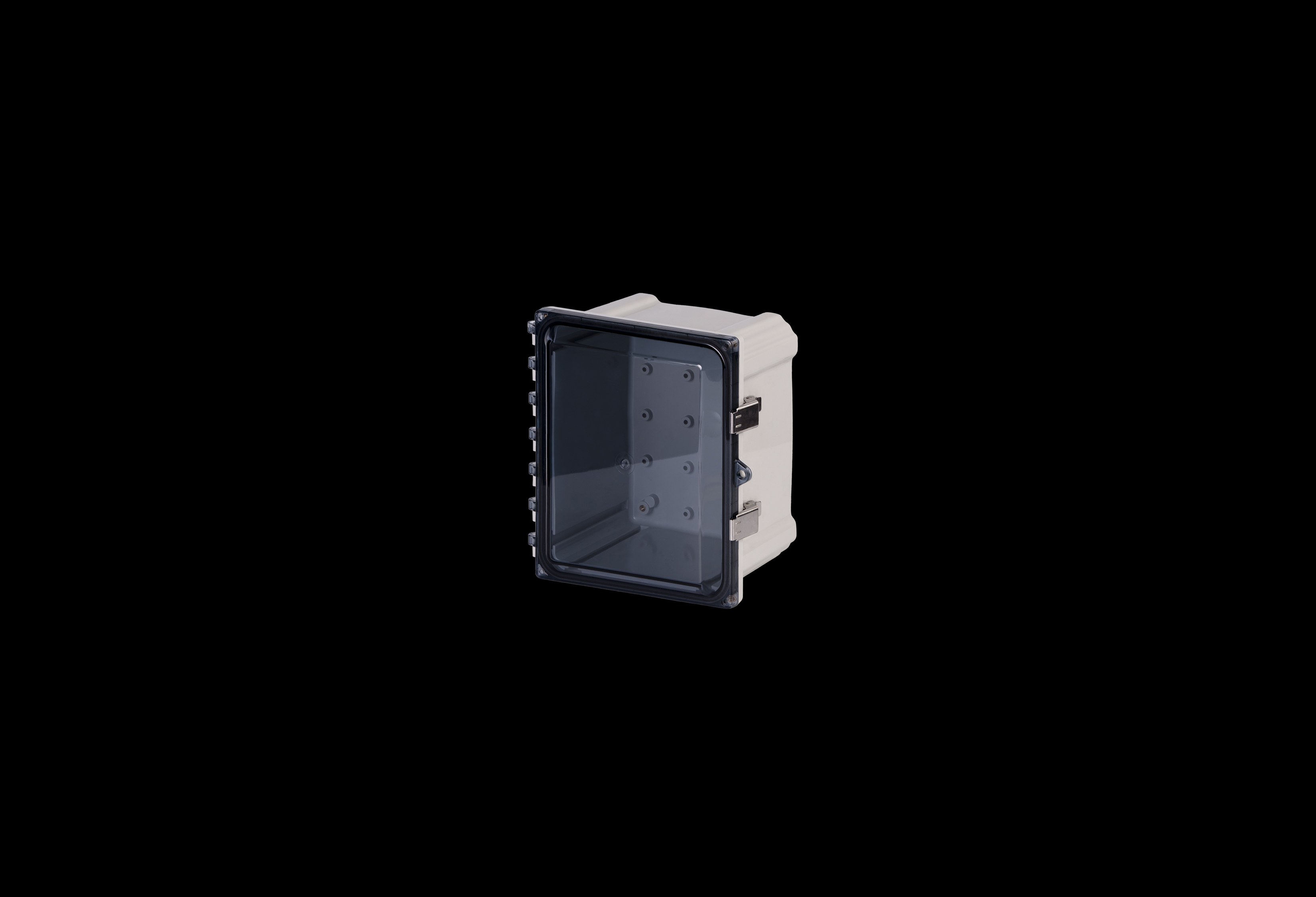 PC100806CCSS-QFL-Closed.jpg Polycarbonate Enclosure 10 x 8 x 6 Inches PolyStar Series with Clear Cover and Stainless Steel Latches by Stahlin