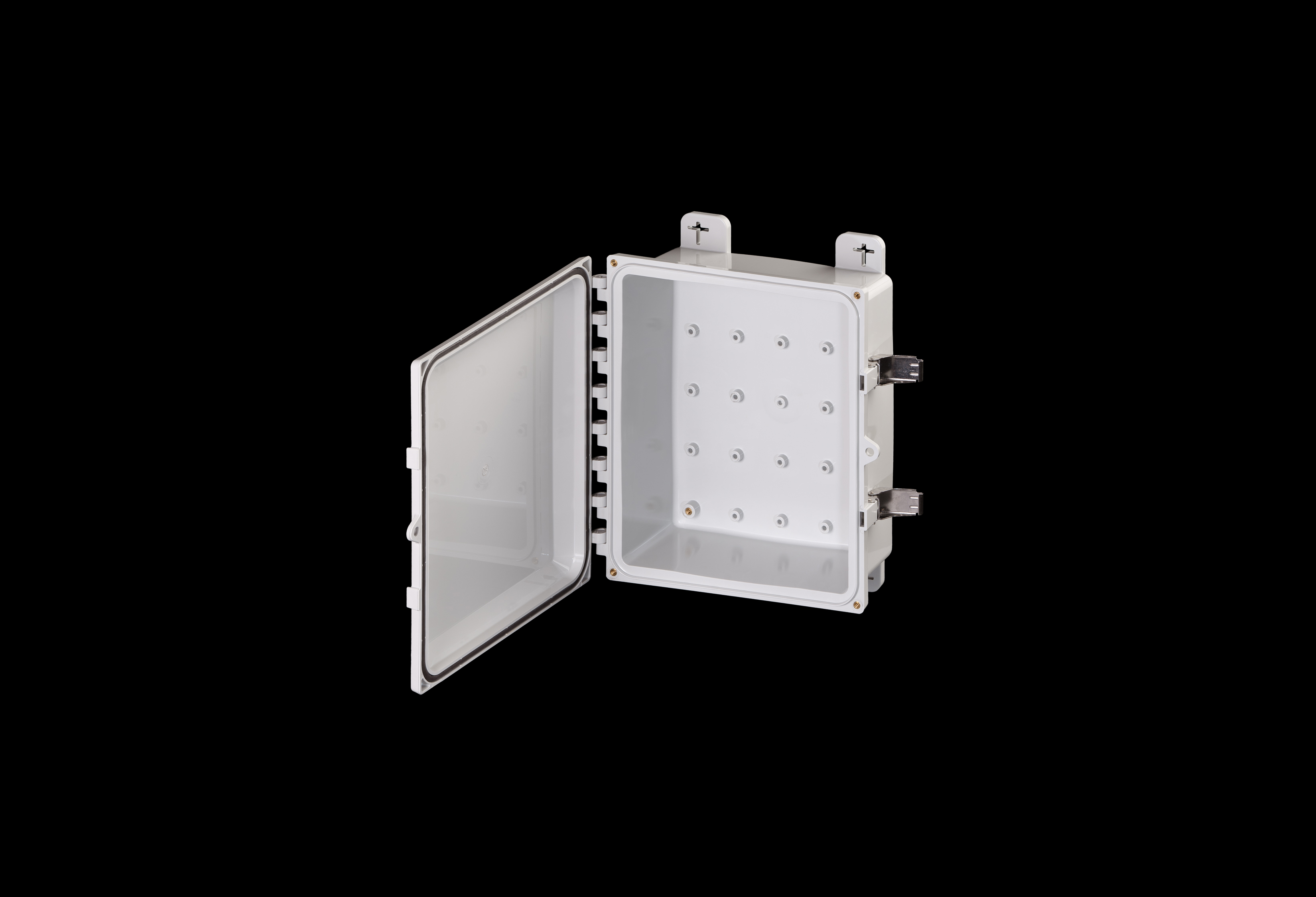 Polycarbonate Low Profile Enclosure 12 x 10 x 4 Inches  PolySlim™ Series with Opaque Cover and Stainless Steel Latches by Stahlin