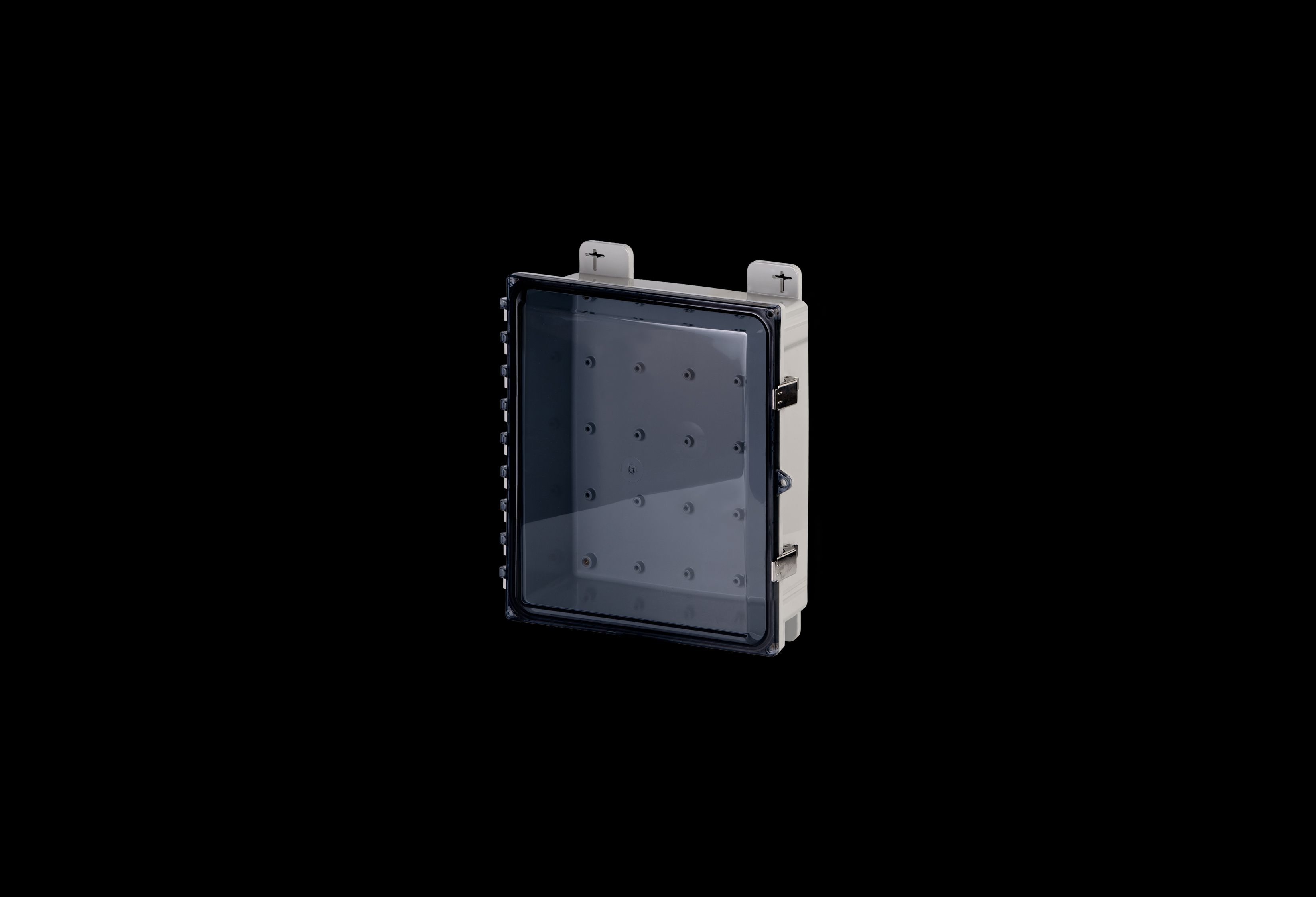 PC141204CCSS-QFL-Closed.jpg Polycarbonate Low Profile Enclosure 12 x 10 x 4 Inches PolySlim™ Series with Clear Cover and Stainless Steel Latches by Stahlin
