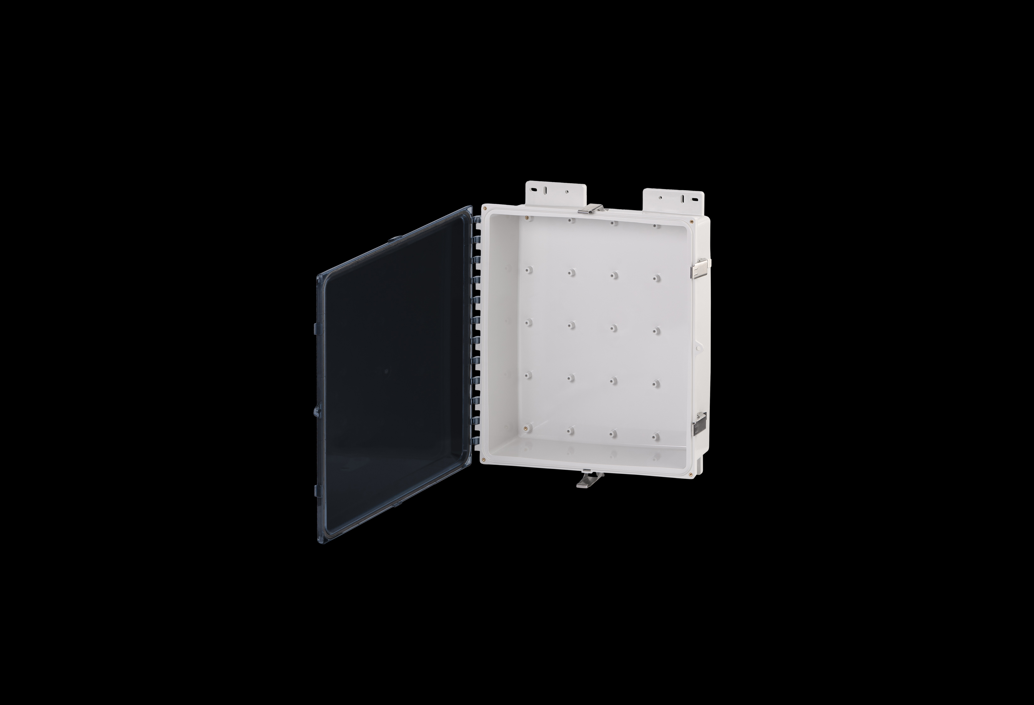 Polycarbonate Low Profile  Enclosure  18 x 16 x 4 Inches PolySlim™ Series with Clear Cover and Stainless Steel Latches  by Stahlin