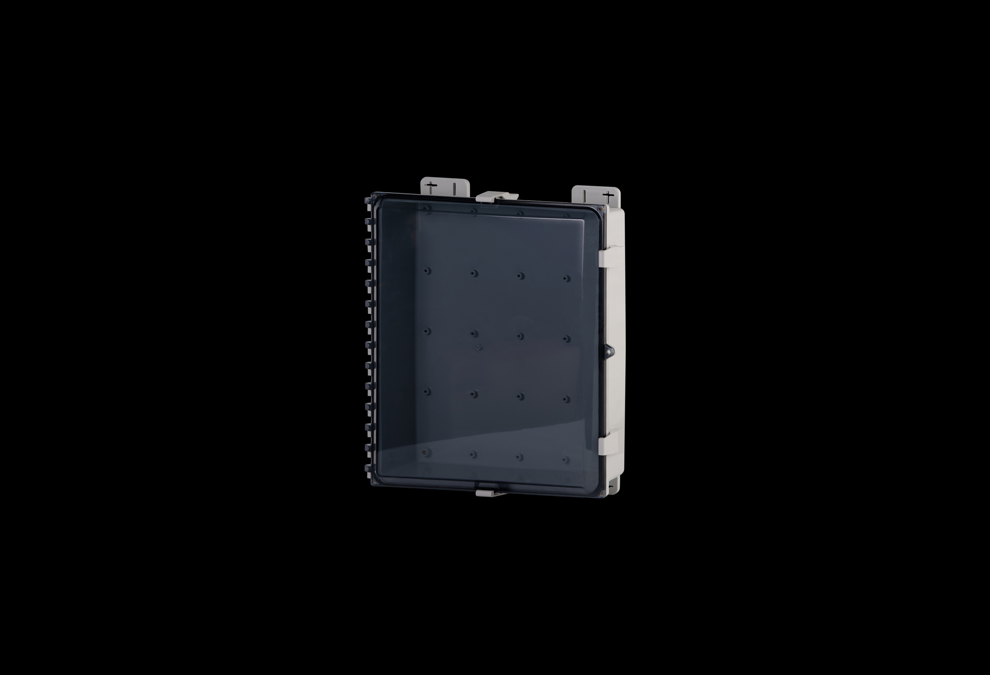 PC201604CC-QFL-Closed.jpg Polycarbonate Low Profile Enclosure 20 x 16 x 4 Inches PolySlim™ Series with Clear Cover by Stahlin